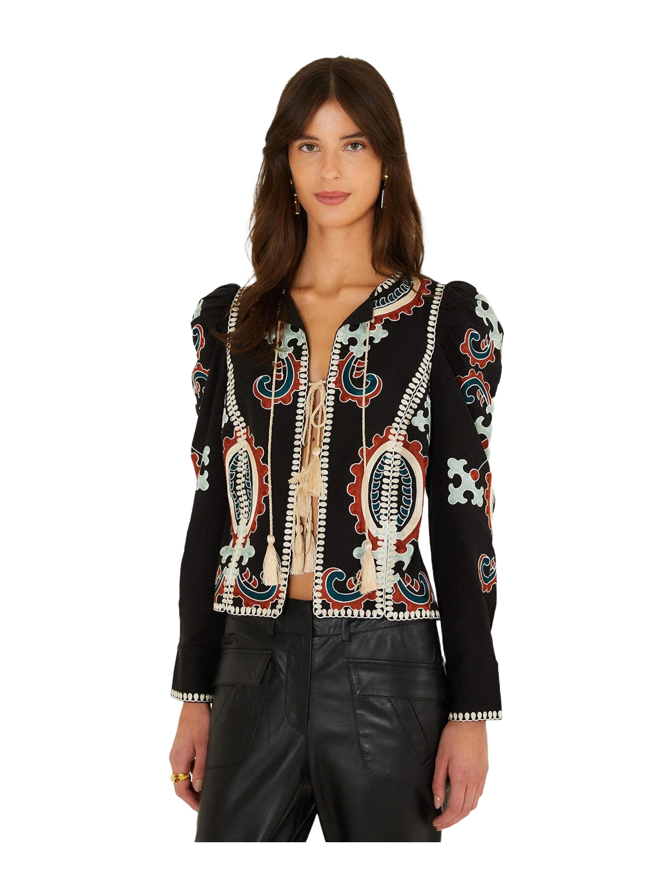 Farm Rio Fantasy Embroidered Long Sleeve Blouse