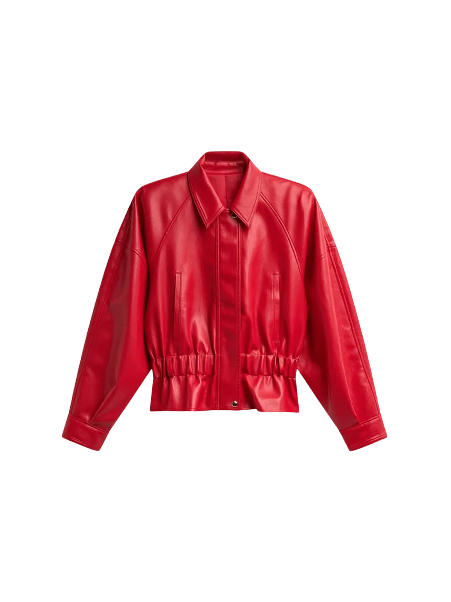 The Frankie Shop Faux Leather Peplum Jacket