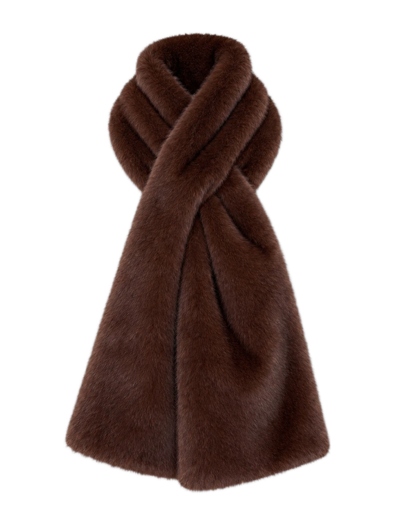 BASSIA Faux Mink Fur Brown Scarf