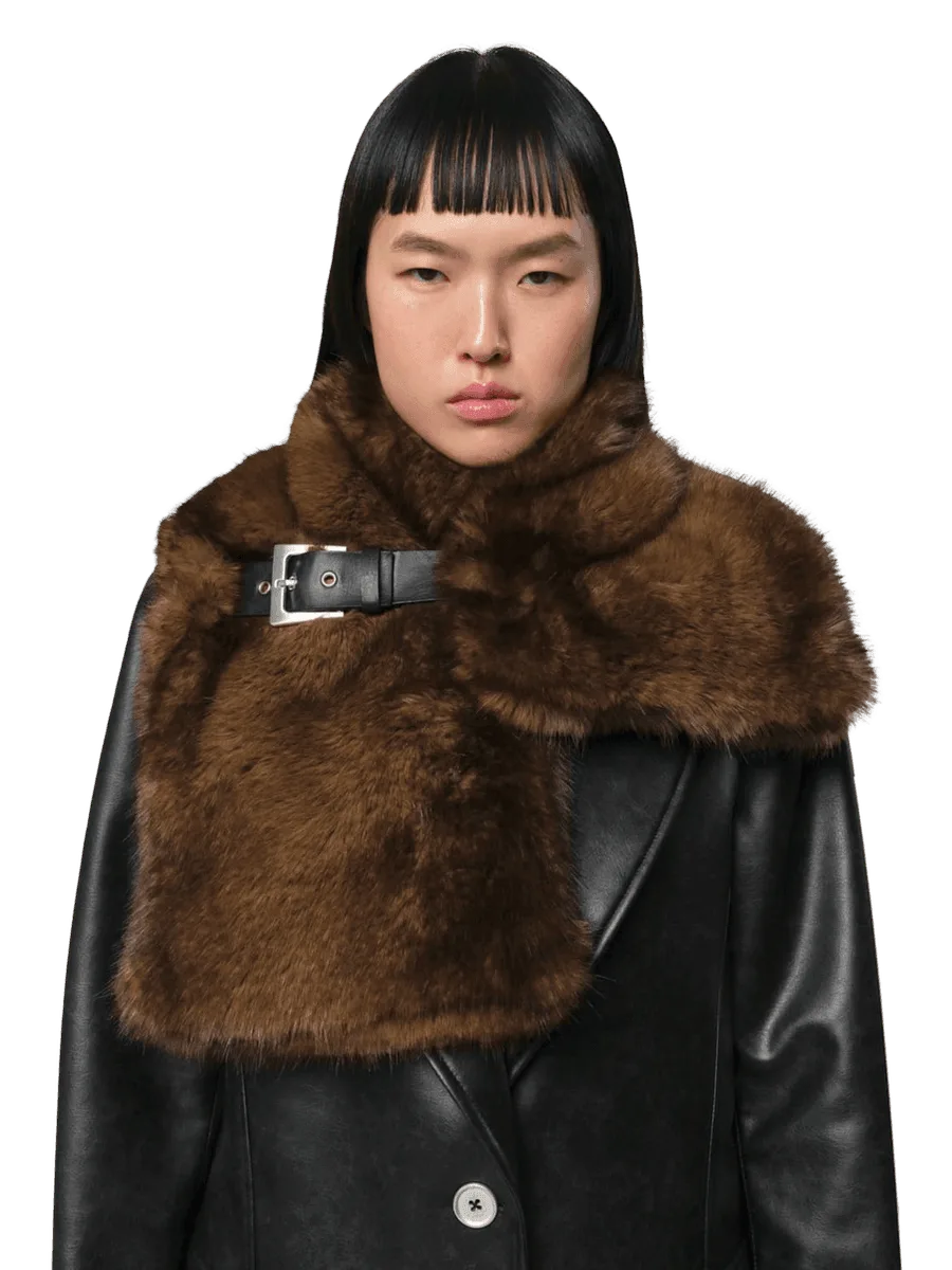 Apparis Faux Mink Scarf in Brown