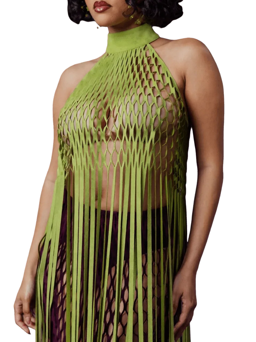KAI Collective Faux Suede Laser Cut Top