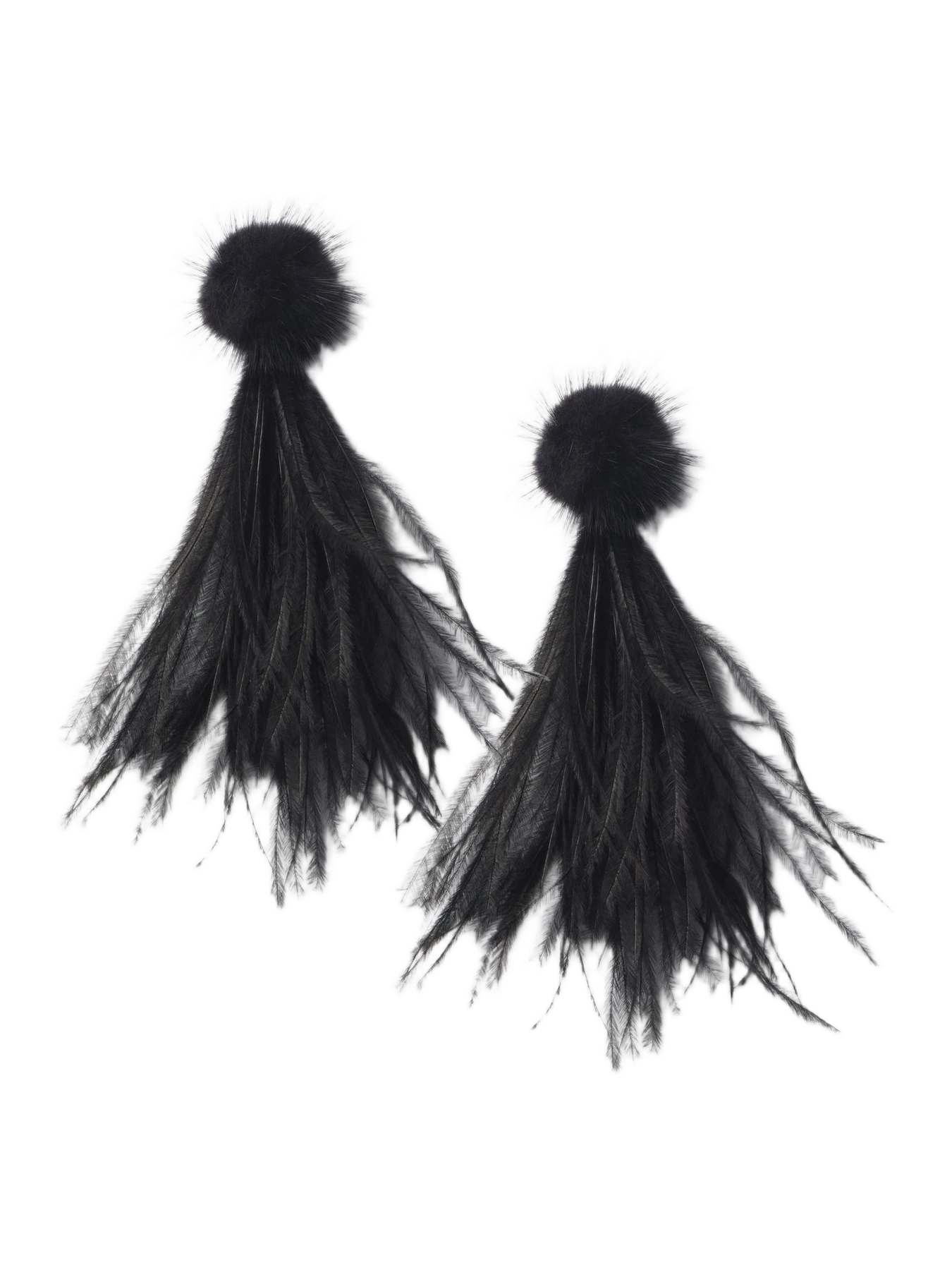 Naked Wardrobe Feather Faux Mink Drop Earrings
