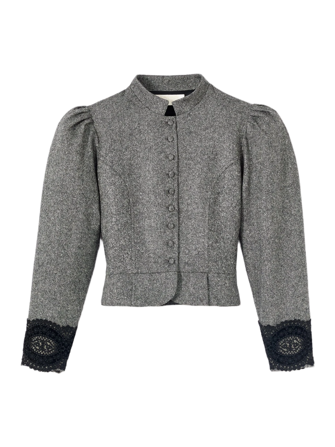 AMOAKO Flannel puff sleeves jacket with embroided details - Grey