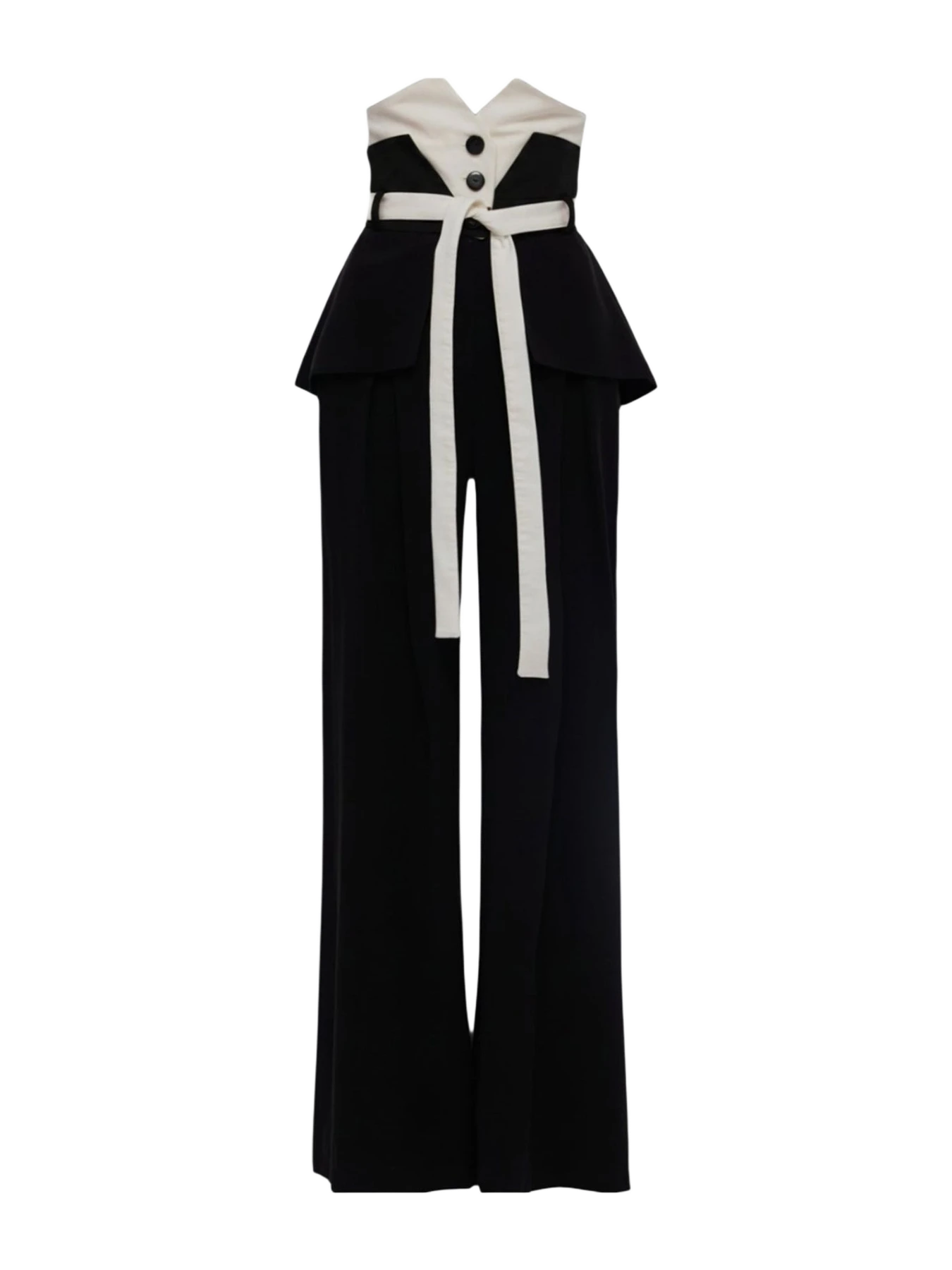 JULIA ALLERT Flared Pants With Corset Waistband Black-White