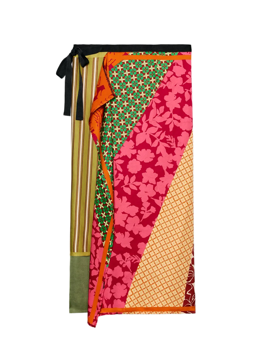 Zara Floral And Striped Print Pareo Scarf