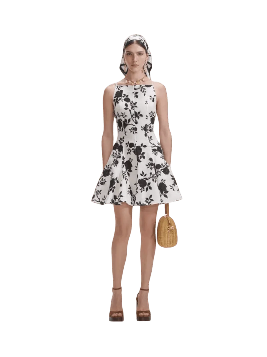 Self-Portrait Floral Print Linen Mini Dress