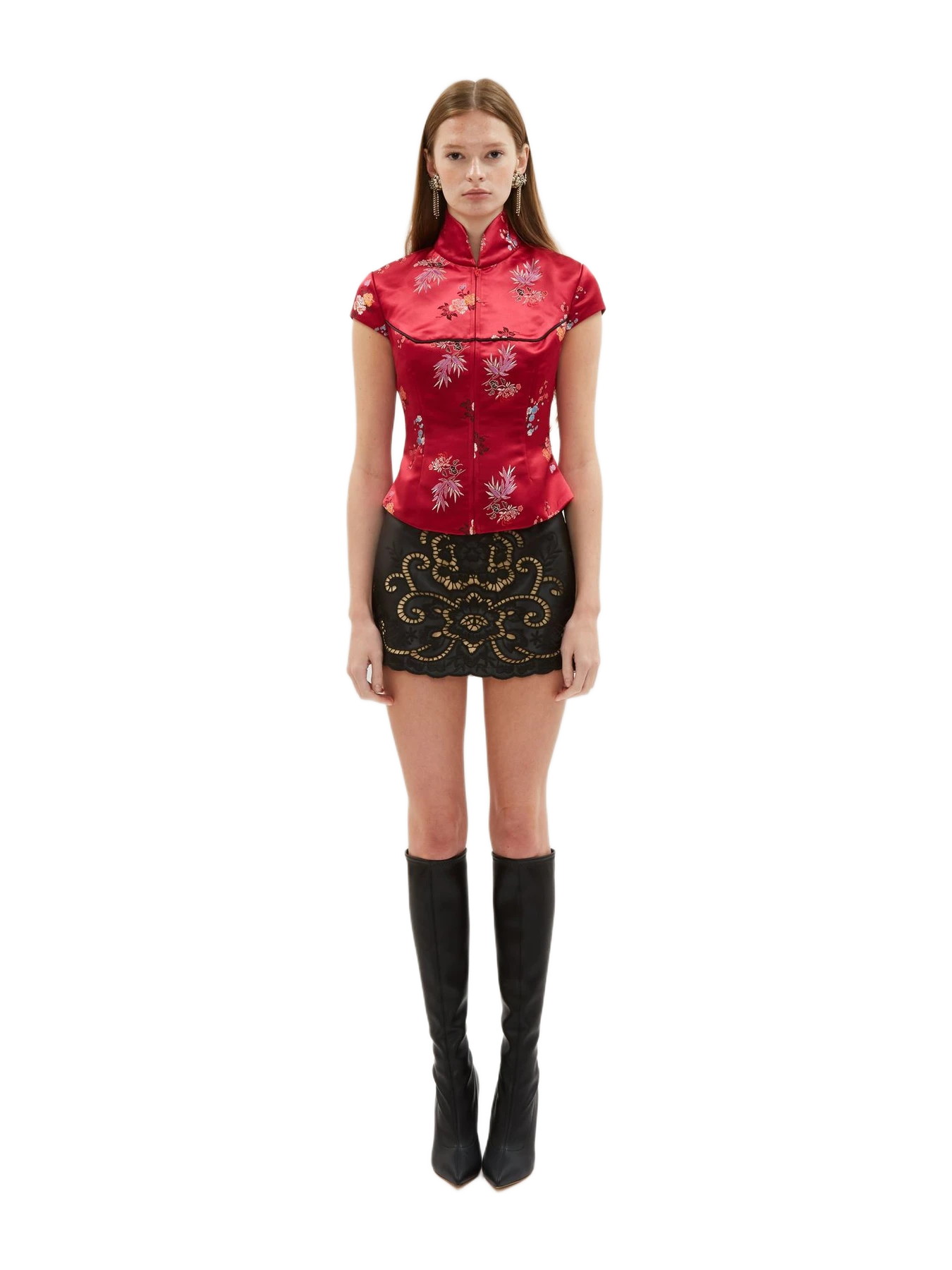 Kim Shui Floral Satin Collar Top