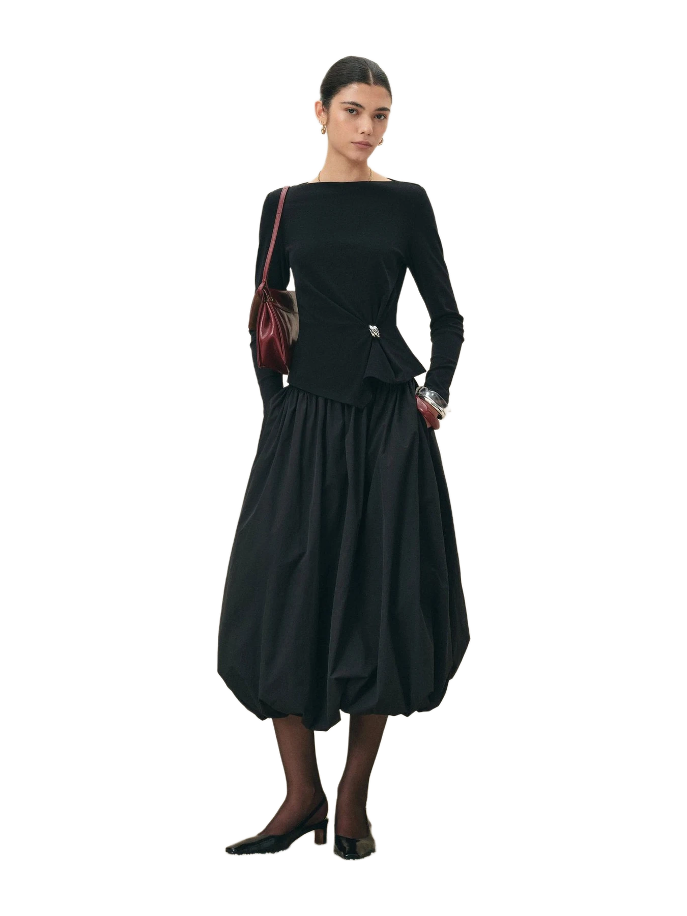 Fabrique Freya Waist Knot Metal Buckle Top In Cotton Blend