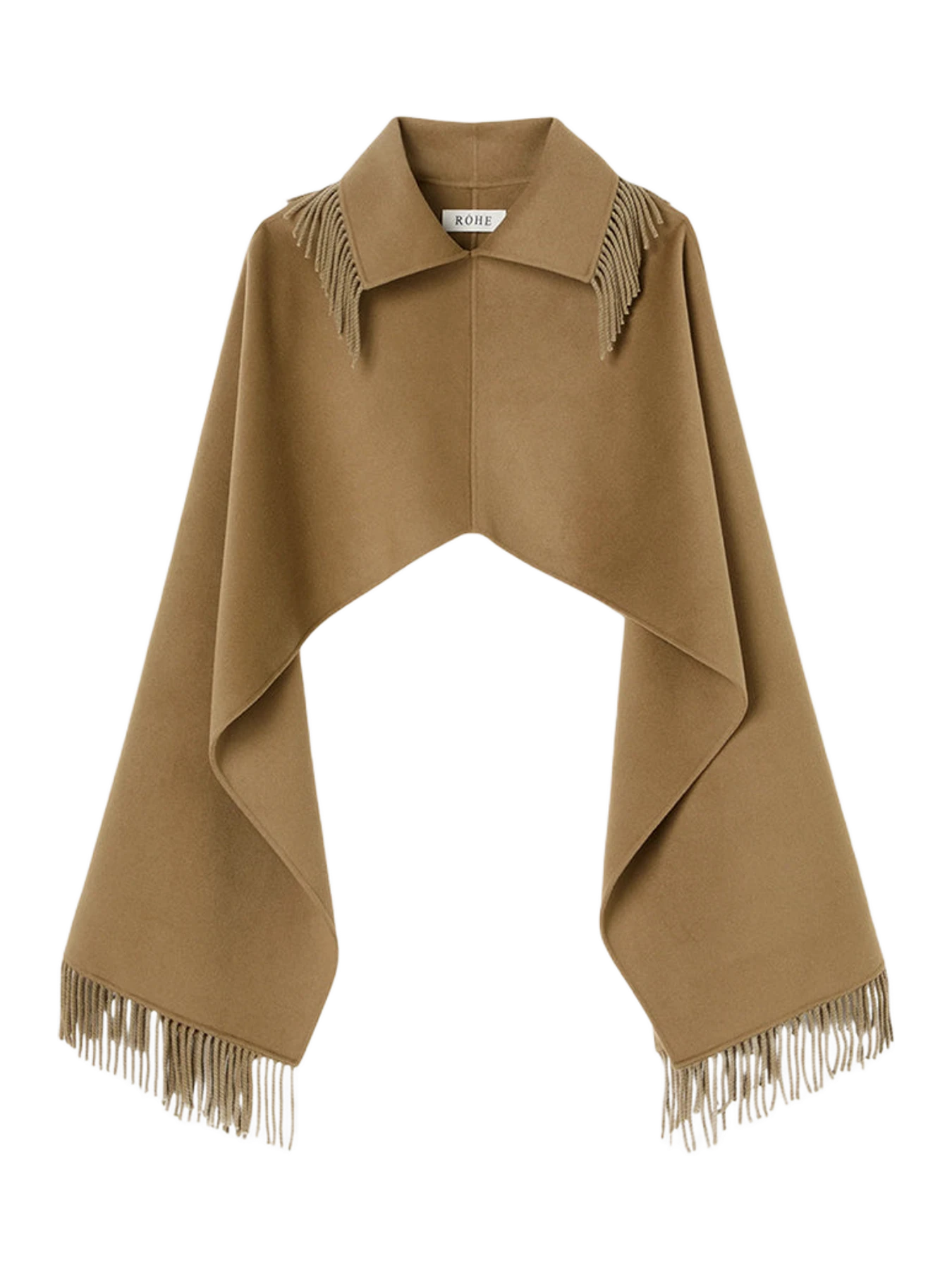 Róhe Fringe Double Faced Poncho Camel