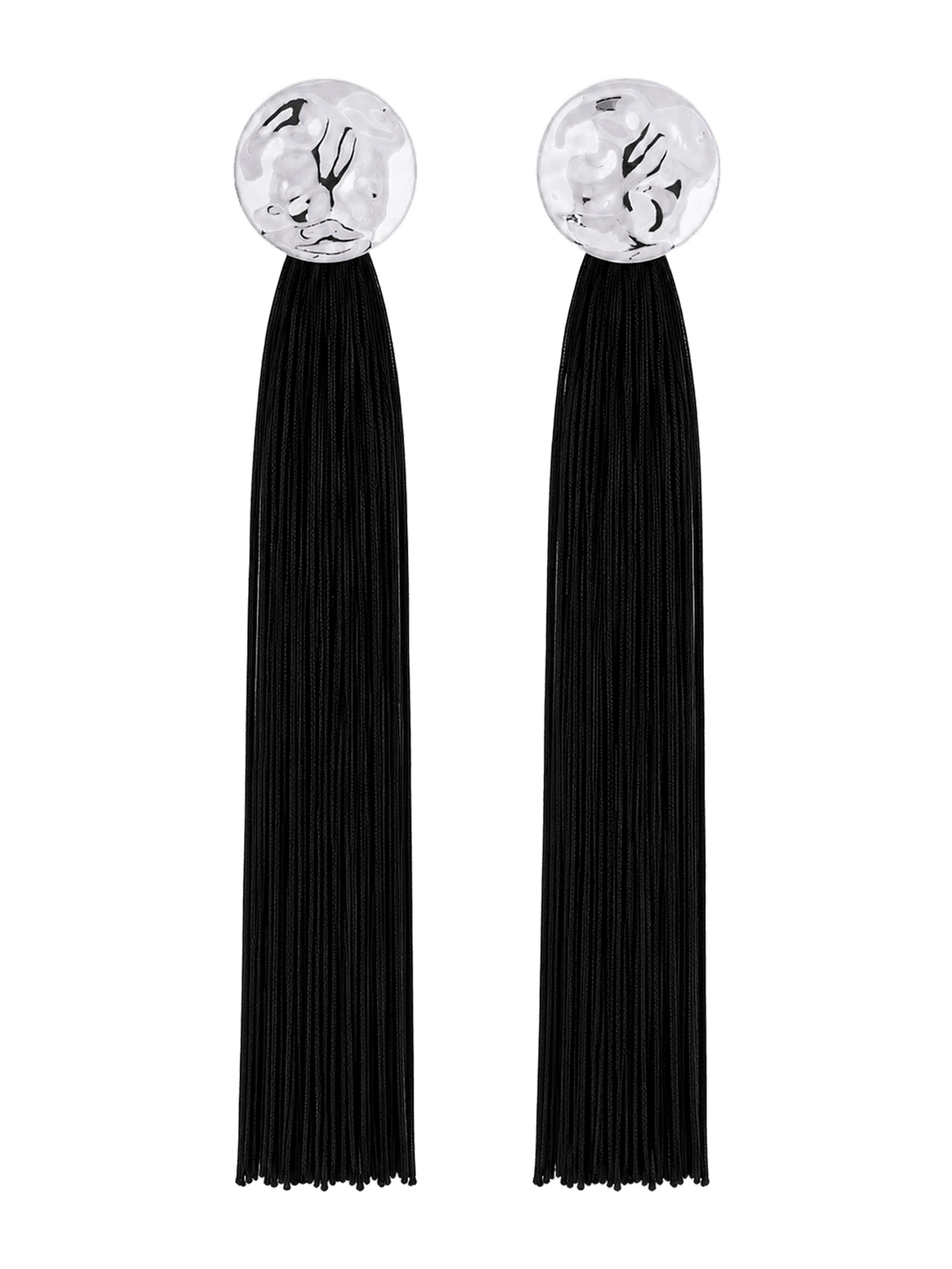 Same Fringe Tassel Earring (Silver/Black)