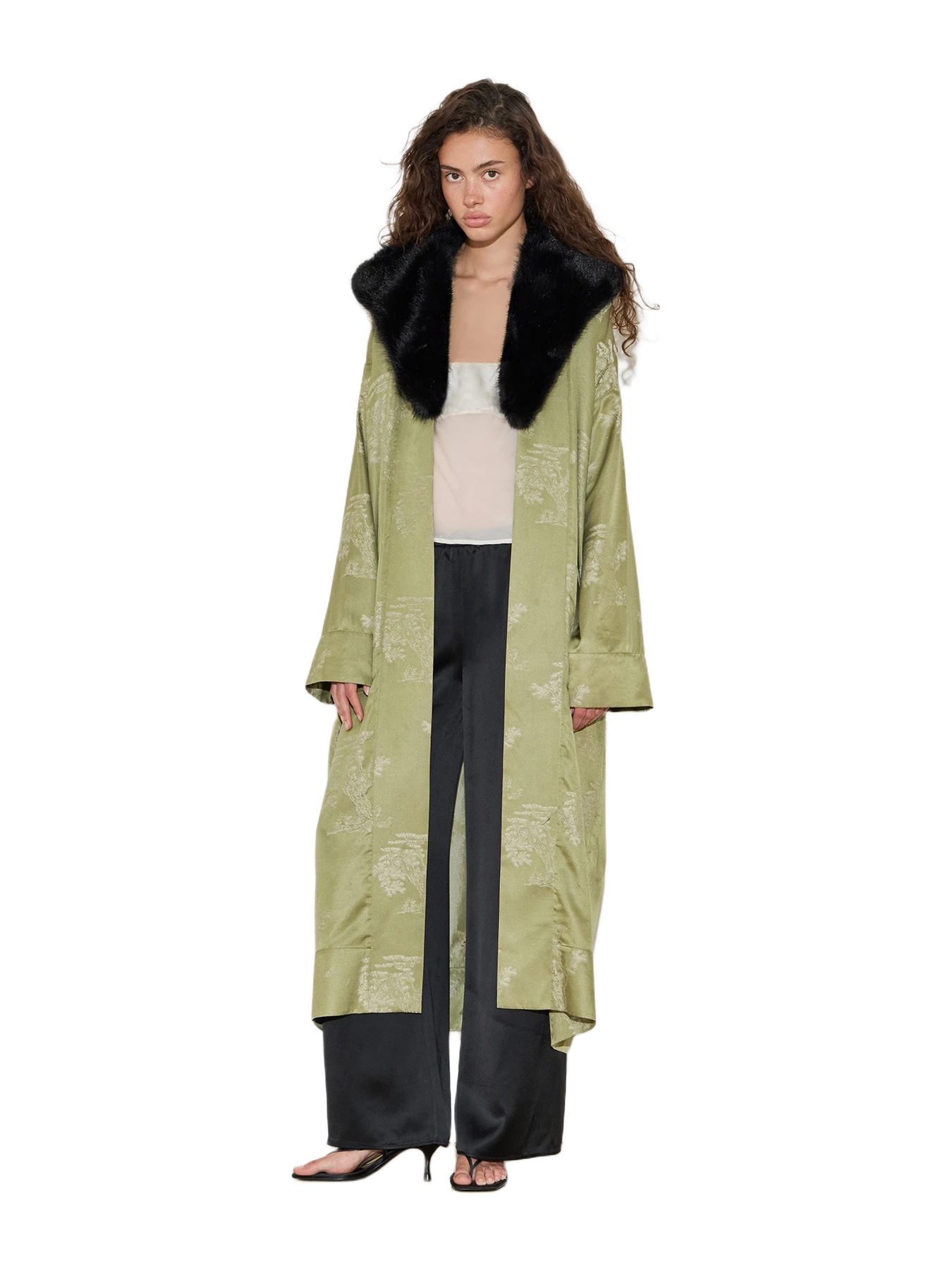 Maison Essentiele Fur Trimmed Kimono Duster