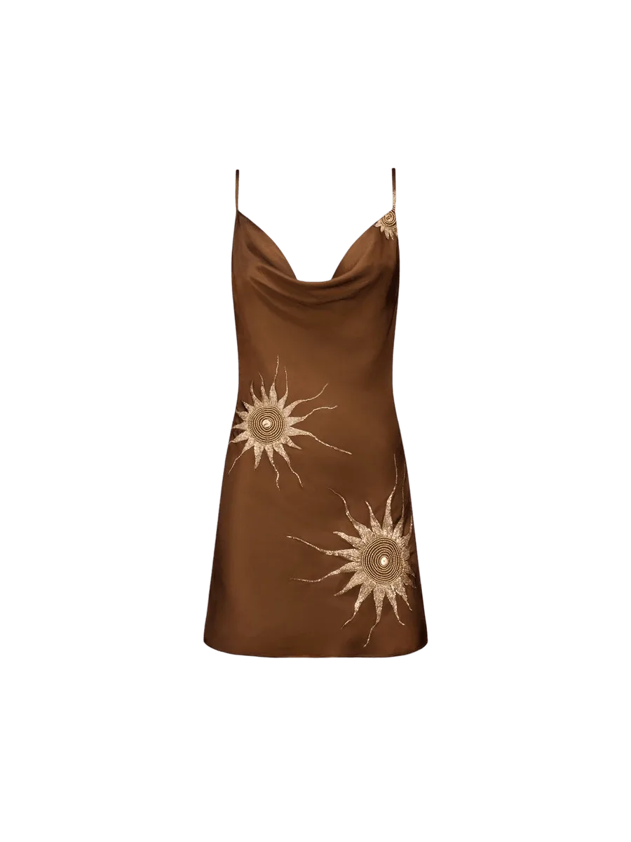 Leslie Amon Galli Mini Dress - Brown