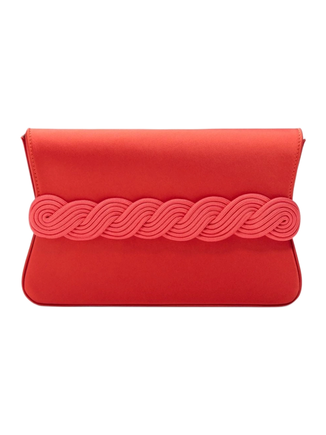 DESTREE Gerrit Satin Clutch With Passementerie — Bright Red