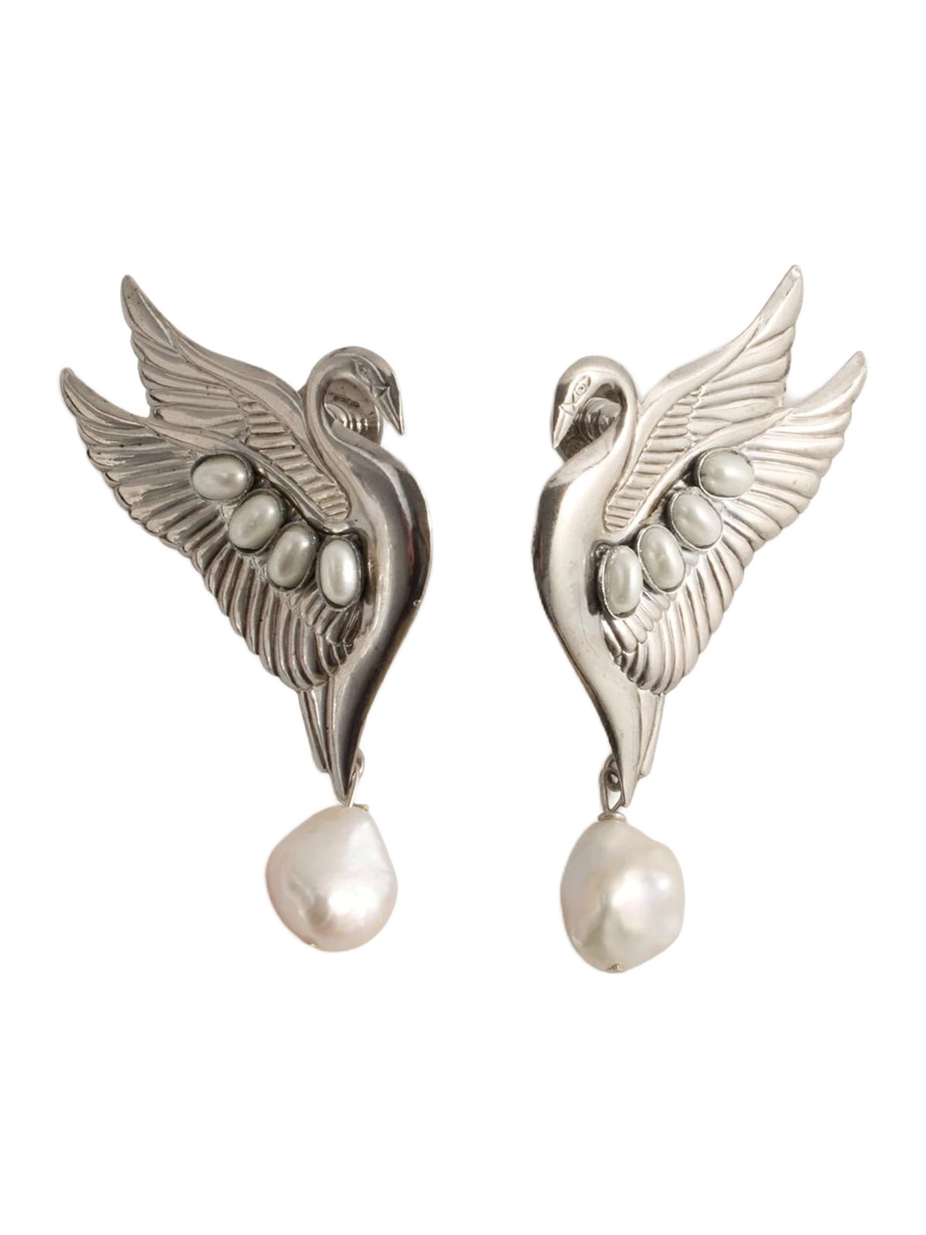 Lelet NY Grace Pearl Swan Earrings