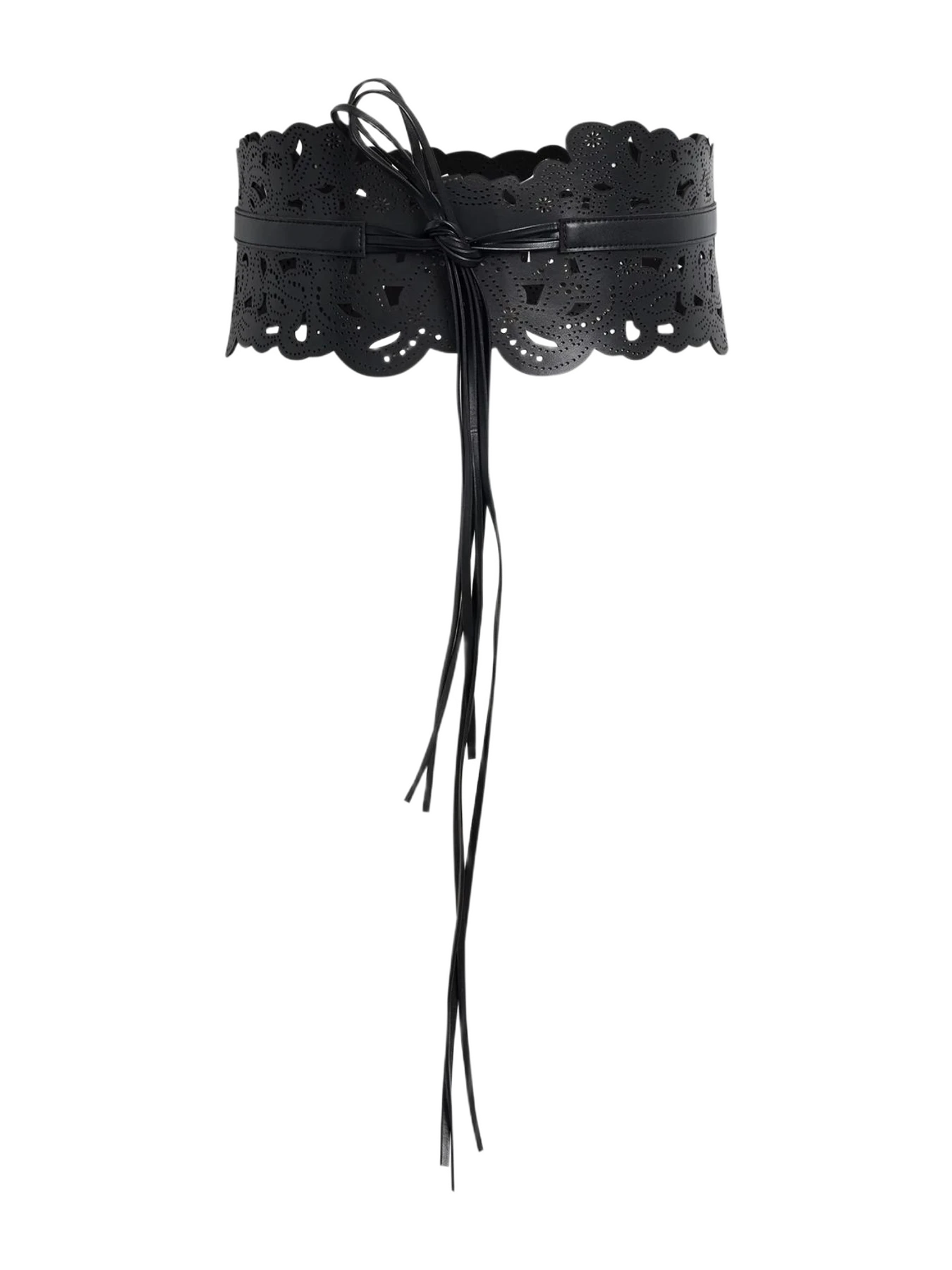 Fabrique Gracie Baroque Embossed Lace Up Belt In Vegan Leather