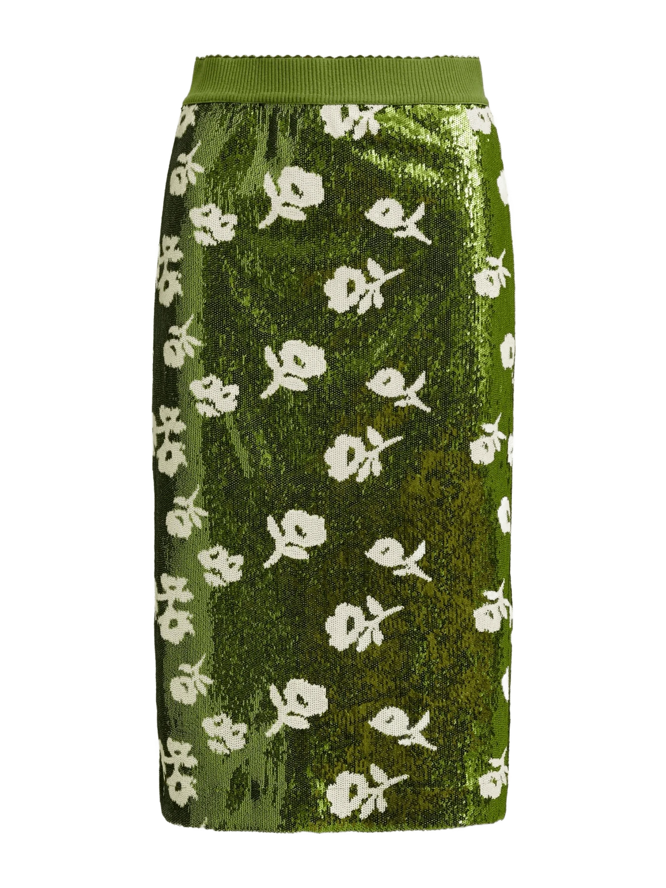 Essentiel Antwerp Green and off-white sequin-embellished pencil skirt