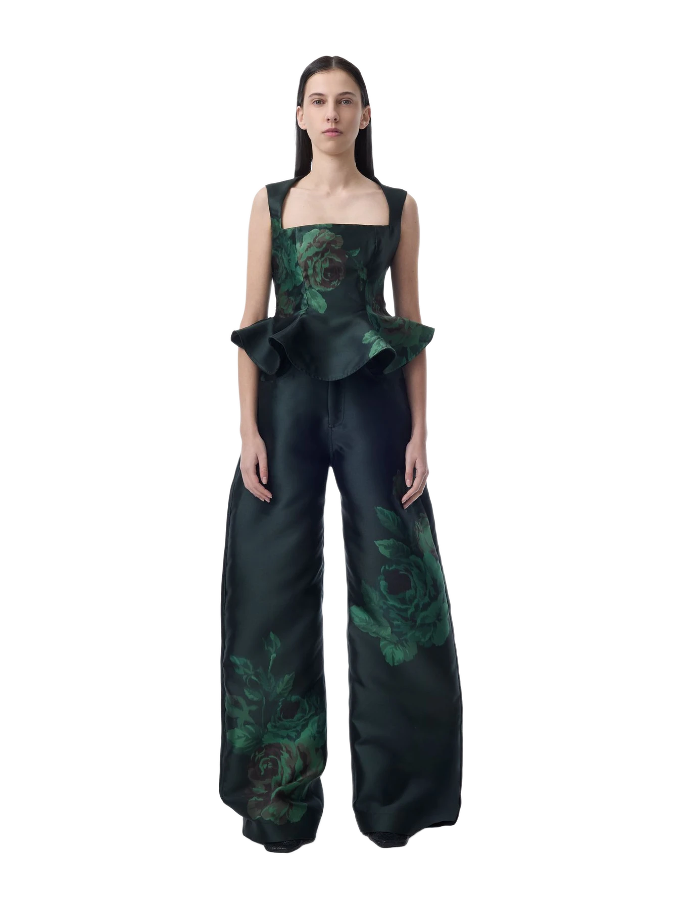 Marques' Almeida Green Flower Mikado Boyfriend Trousers