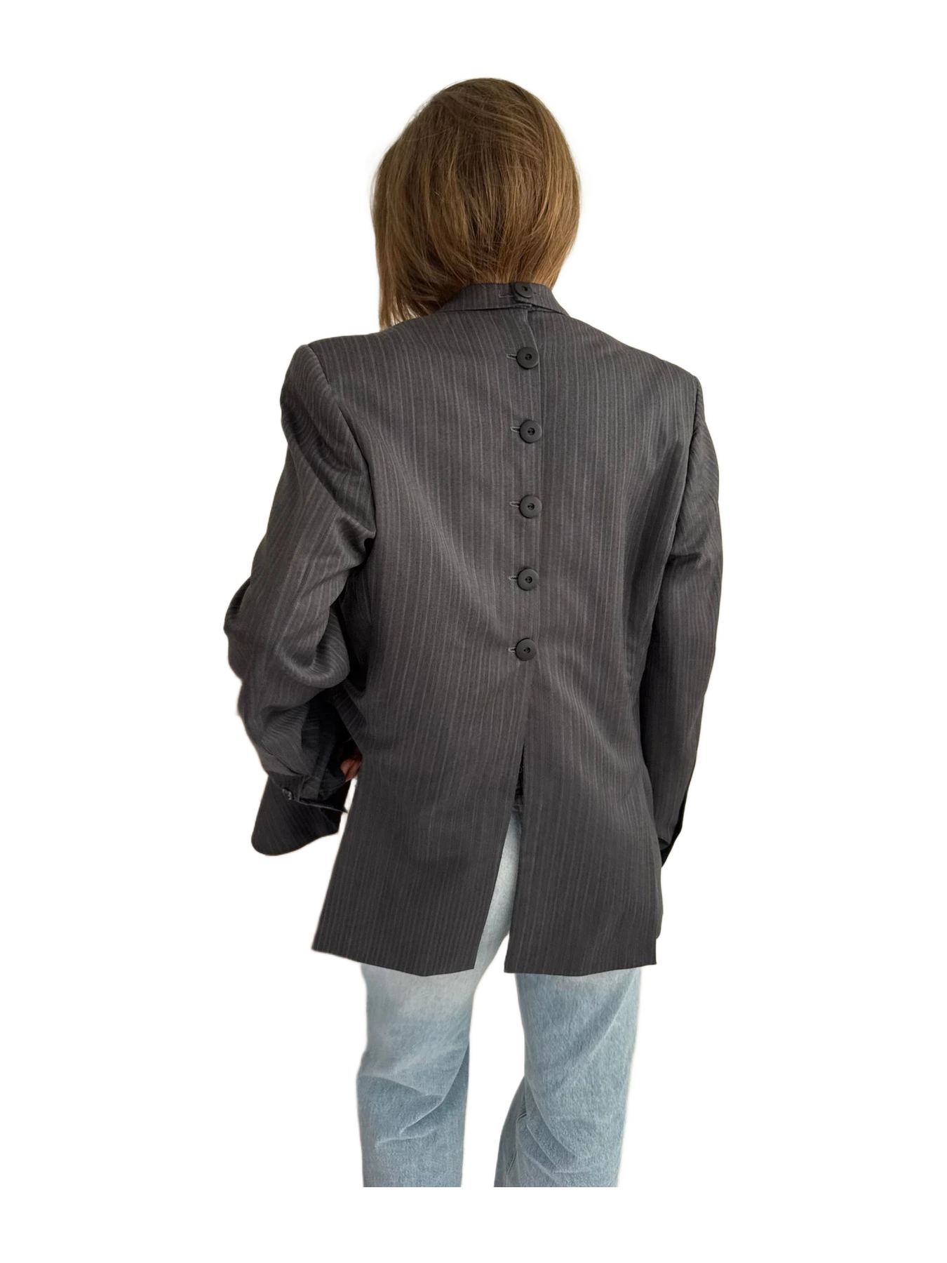 Havre Studio Grey Pinstriped Button Back Blazer