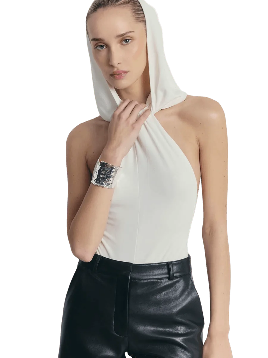 Because of Alice Hooded Halterneck Bodysuit