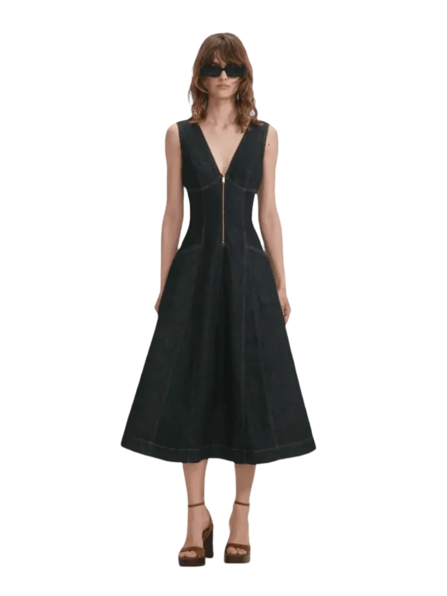 Self-Portrait Indigo Denim Midi Dress