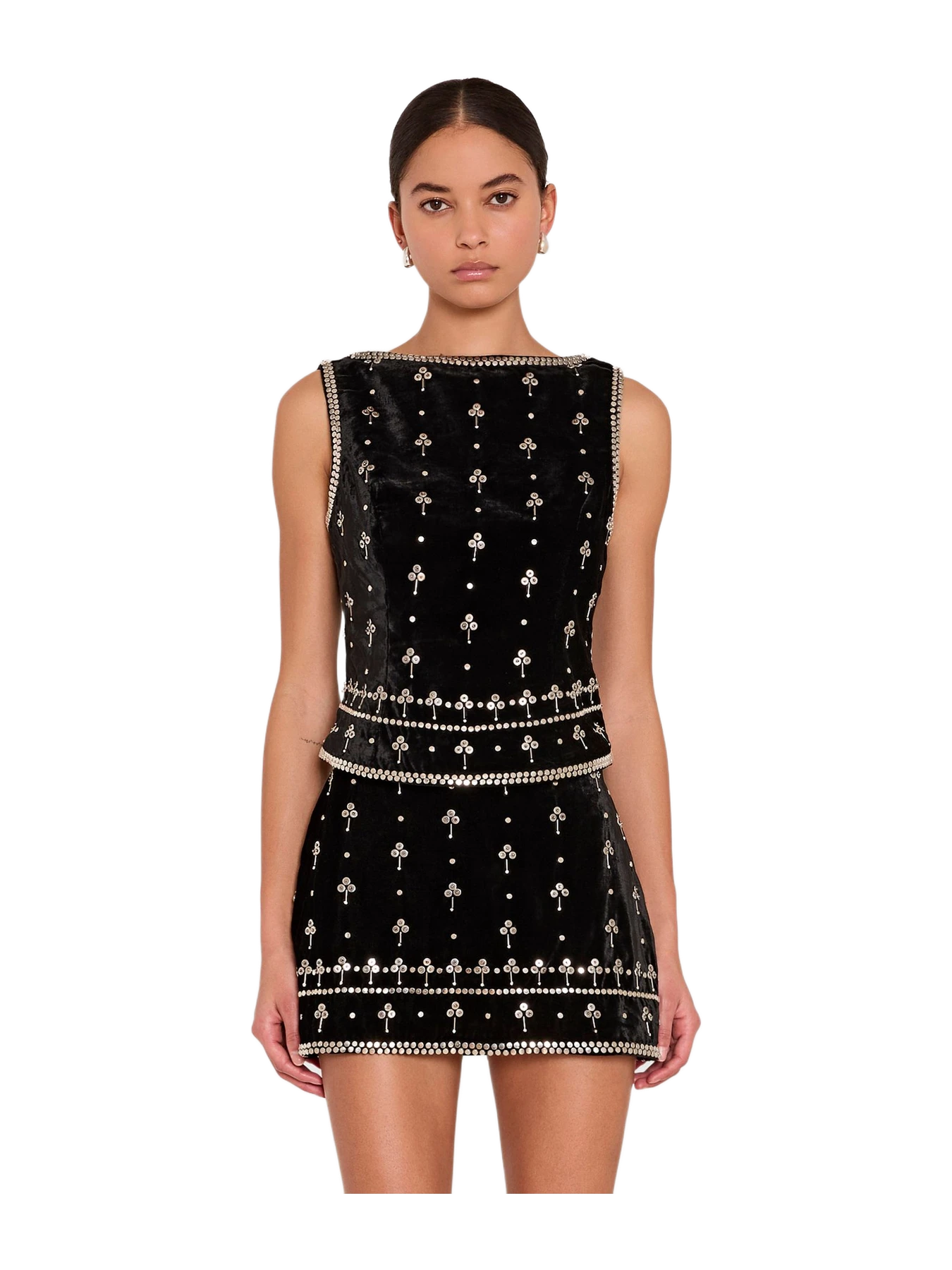 Amanda Uprichard Ines Top In Studded Velvet