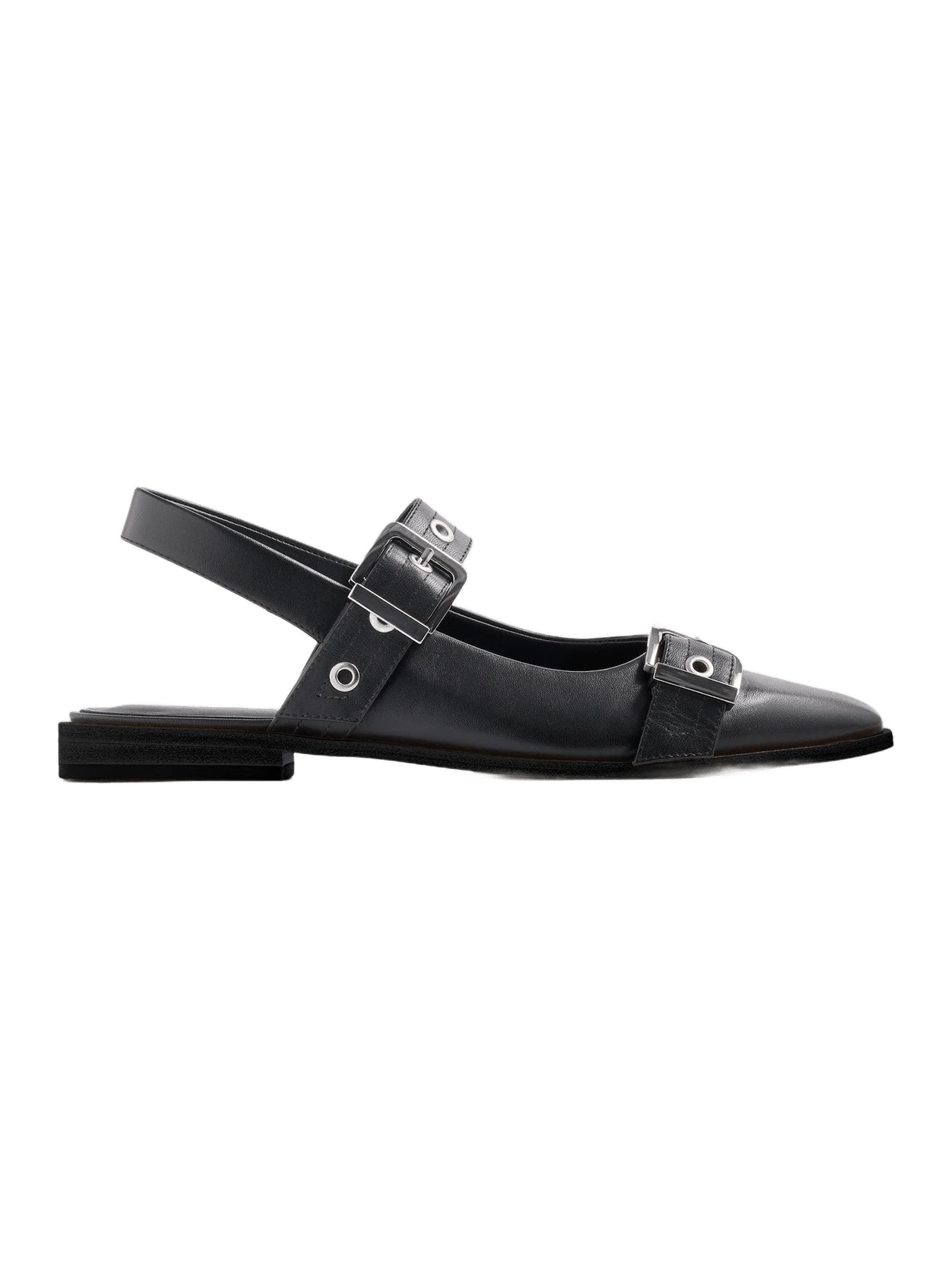 Quince Italian Leather Bold Buckle Slingback Flat
