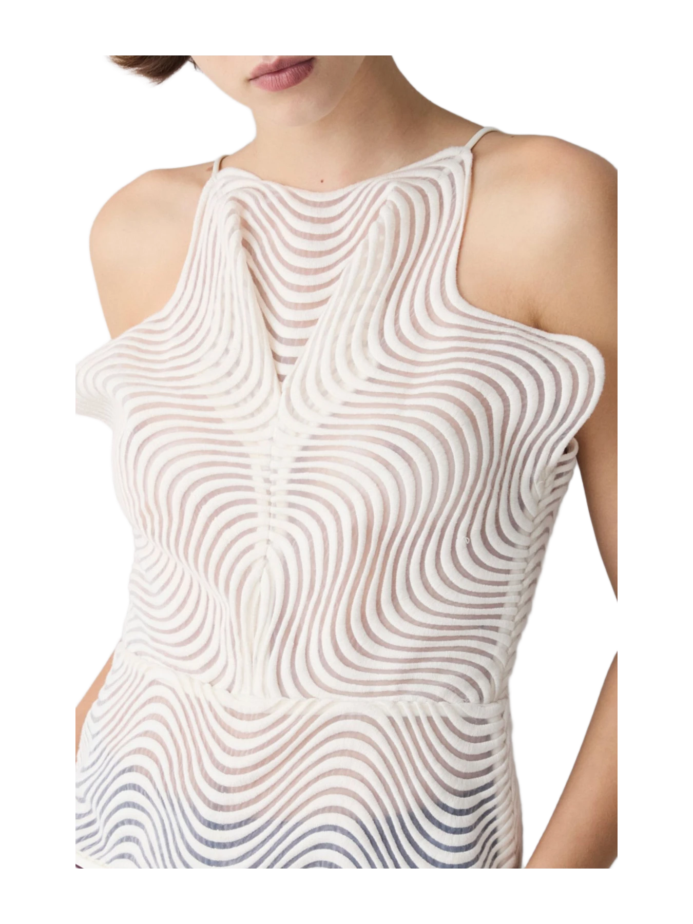 Bianca Spender Ivory Scalloped Lace Flux Top
