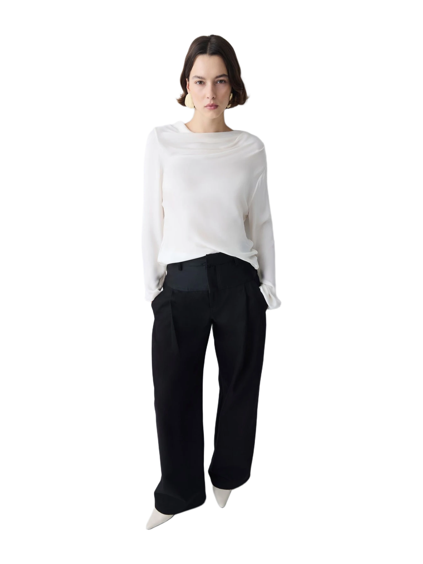 Bianca Spender Ivory Silk Cezanne Long Sleeve Top