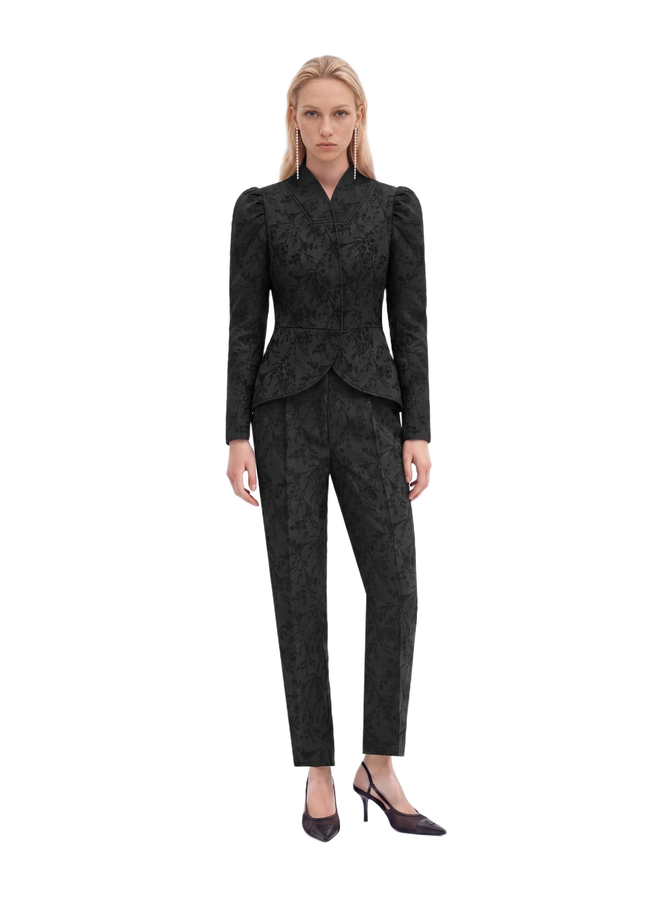 Nocturne Jacquard Balloon Sleeve Wrap Jacket