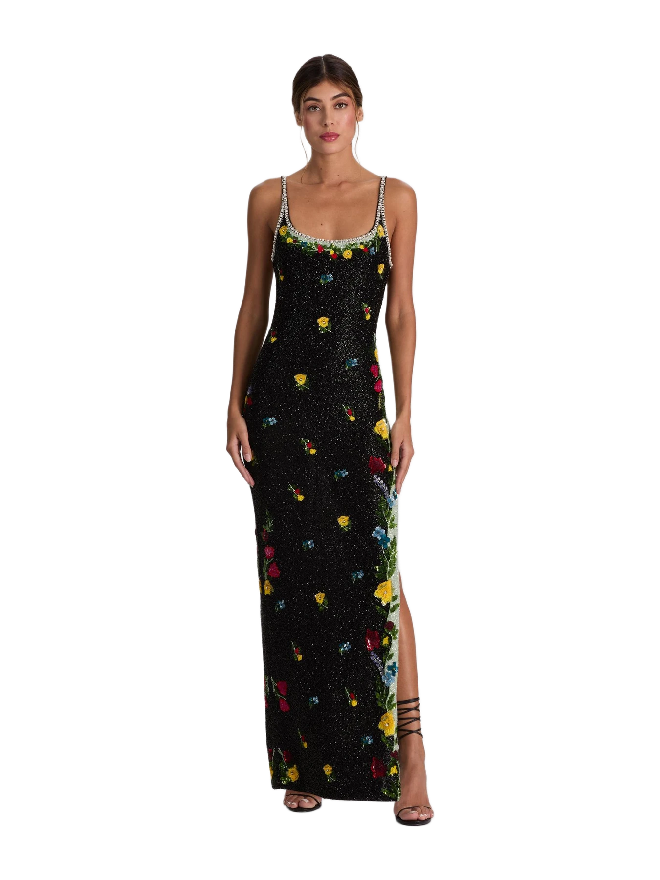 Alice + Olivia Julia Embellished Gown - Desert Sprigs Black