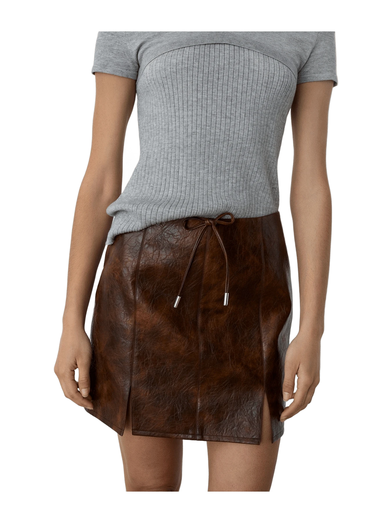 Laagam Juna Brown Short Skirt