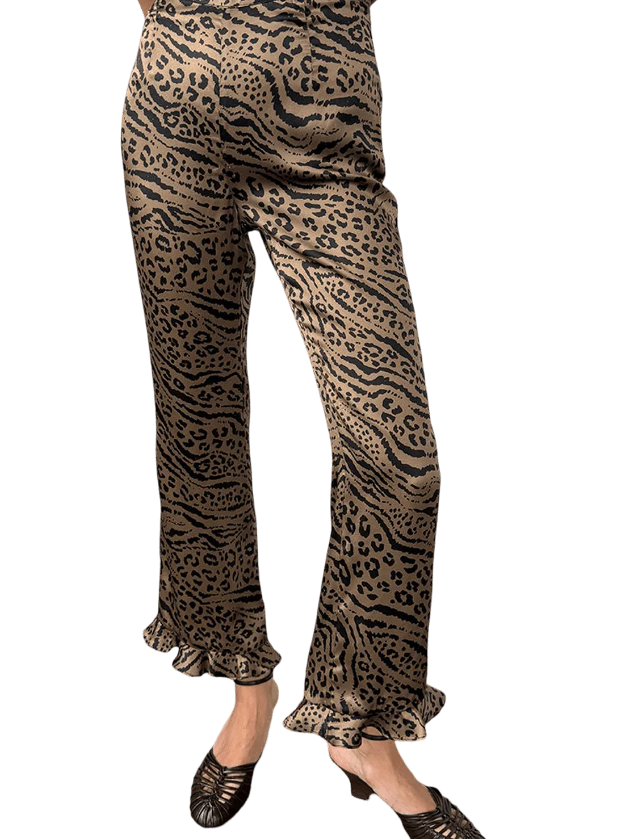 Ciao Lucia Kaja Pant Leopard Print Silk Charmeuse