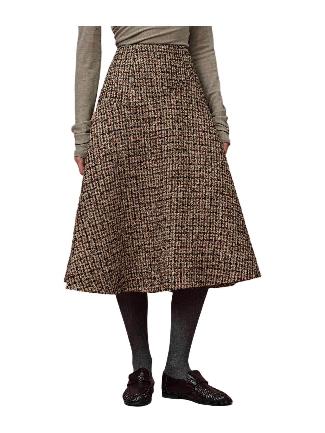 Fabrique Kari Plaid A Line Skirt In Merino Wool Check