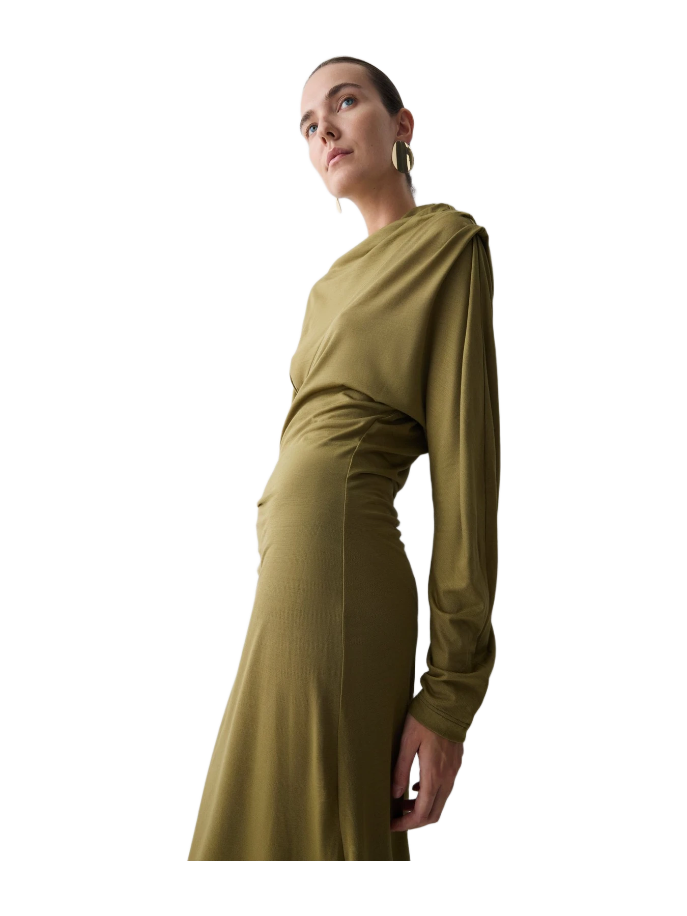 Bianca Spender Khaki Merino Decode Long Sleeve Dress