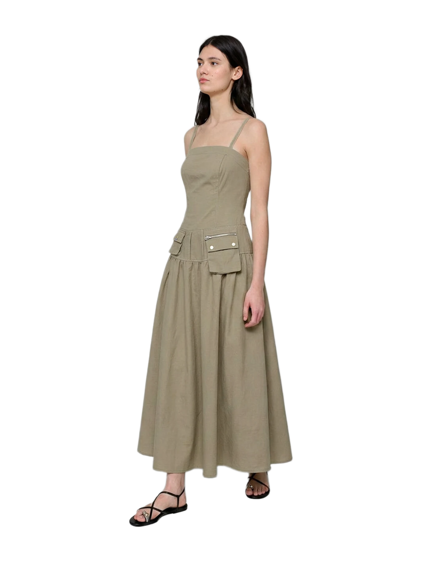 Pixie Market Khaki Utility Pocket Dress