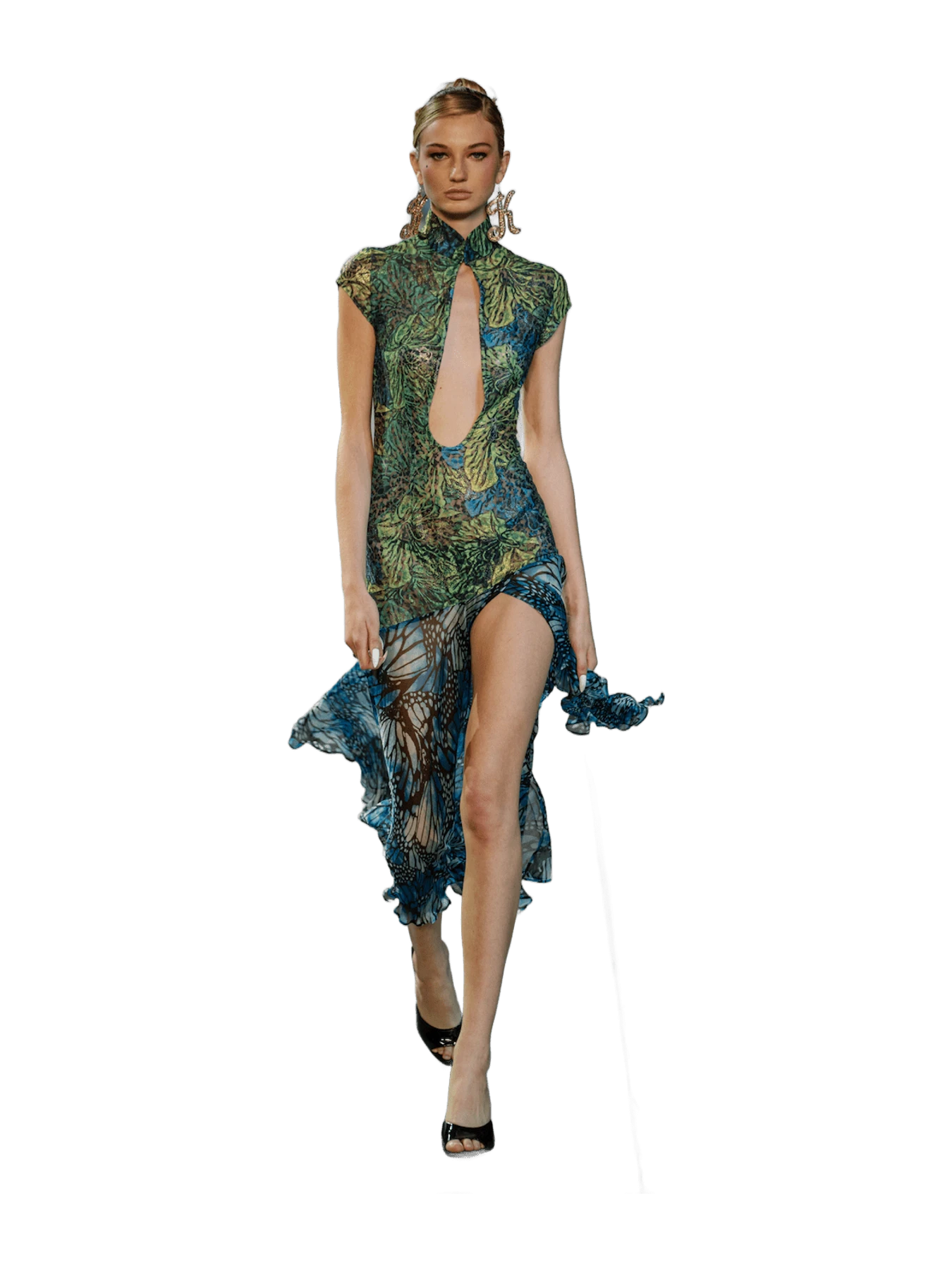 Kim Shui Lace Qi Pao Deep V Neck Dress