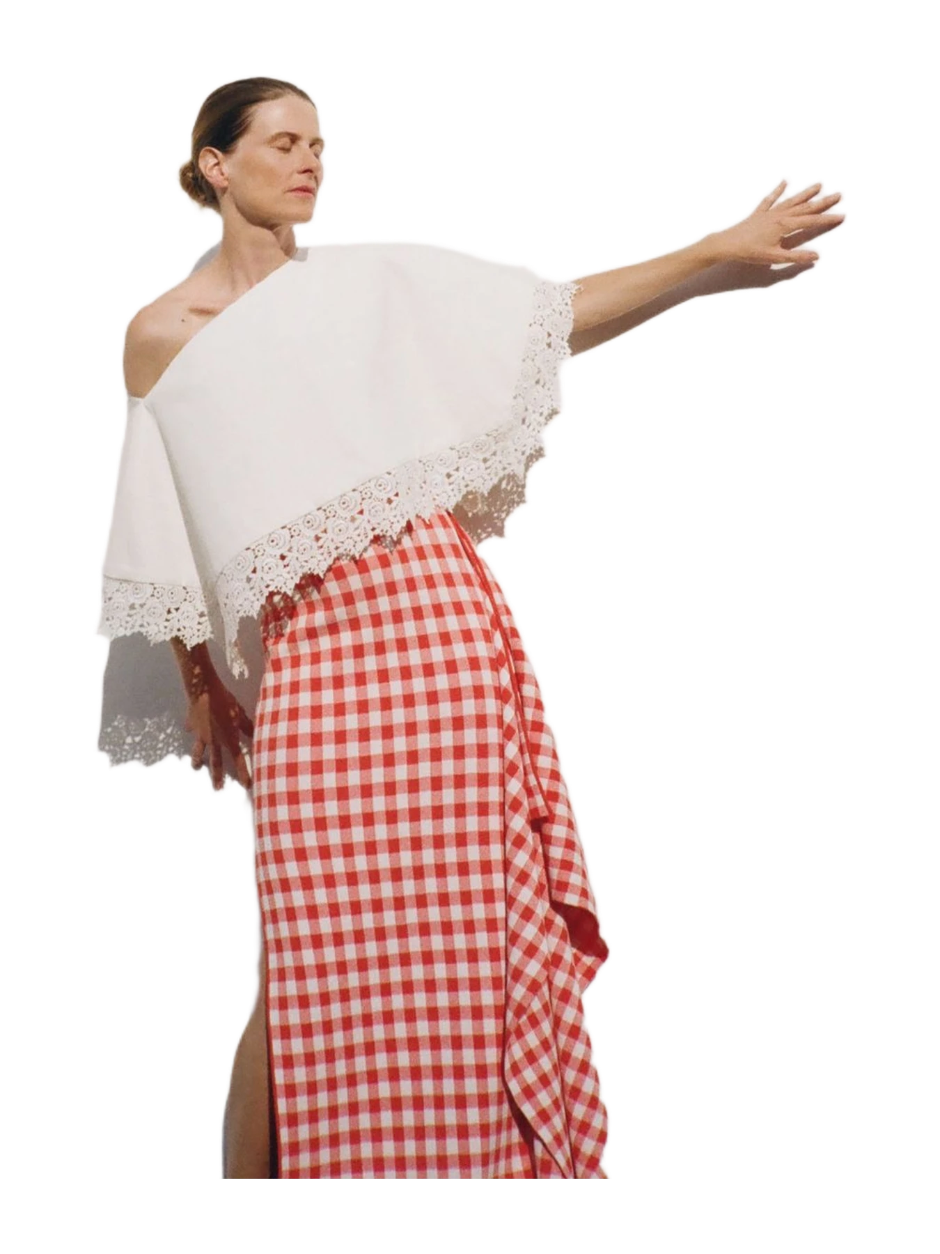 A.W.A.K.E. MODE Lace Trimmed Big Collar Top