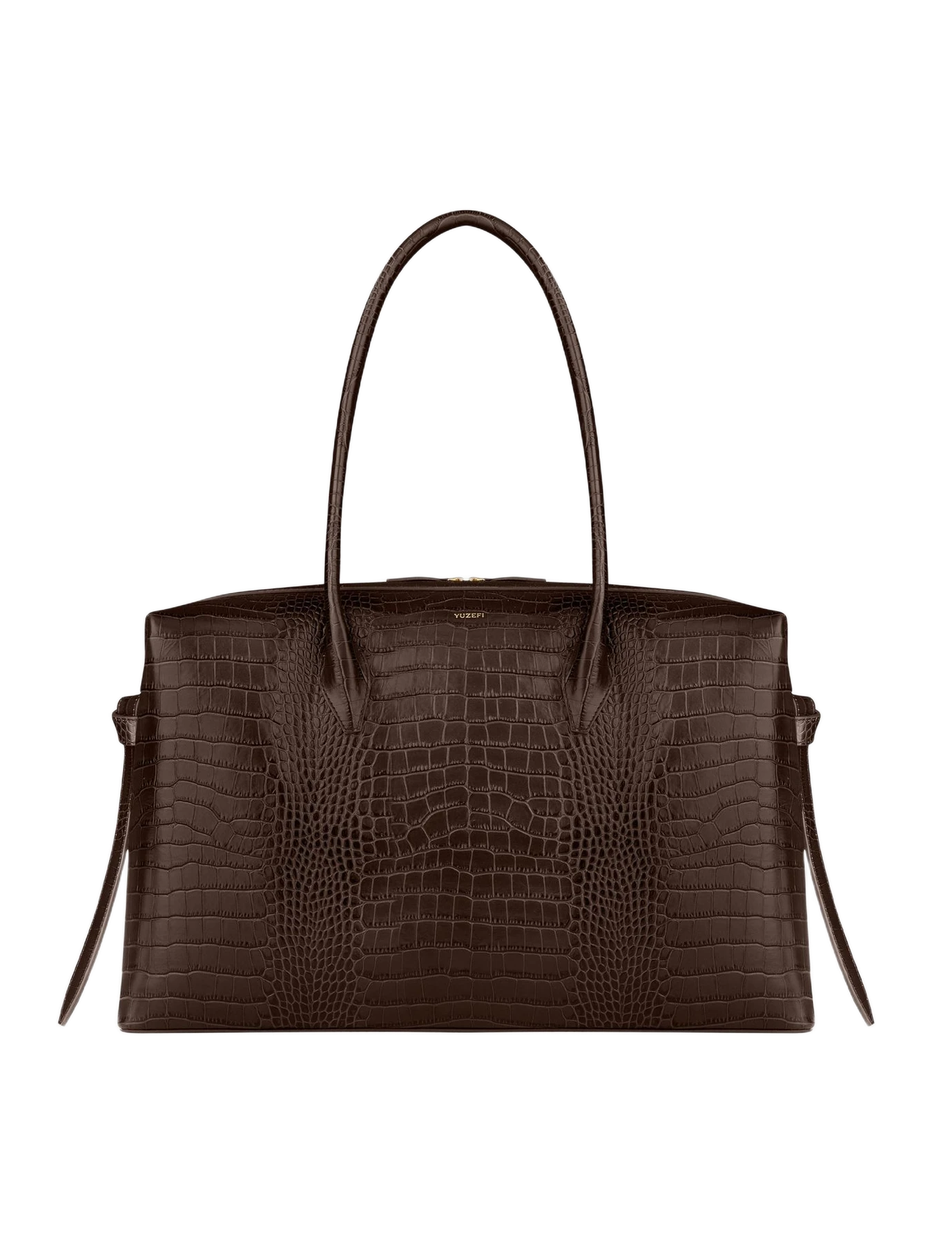 Yuzefi Large Brioche Duffle - Embossed Espresso Croc Leather