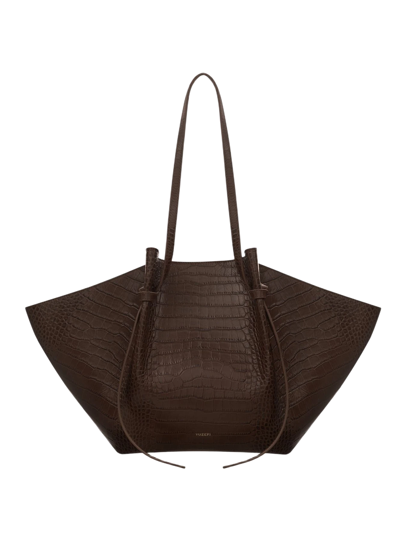 Yuzefi Large Mochi - Embossed Espresso Croc Leather
