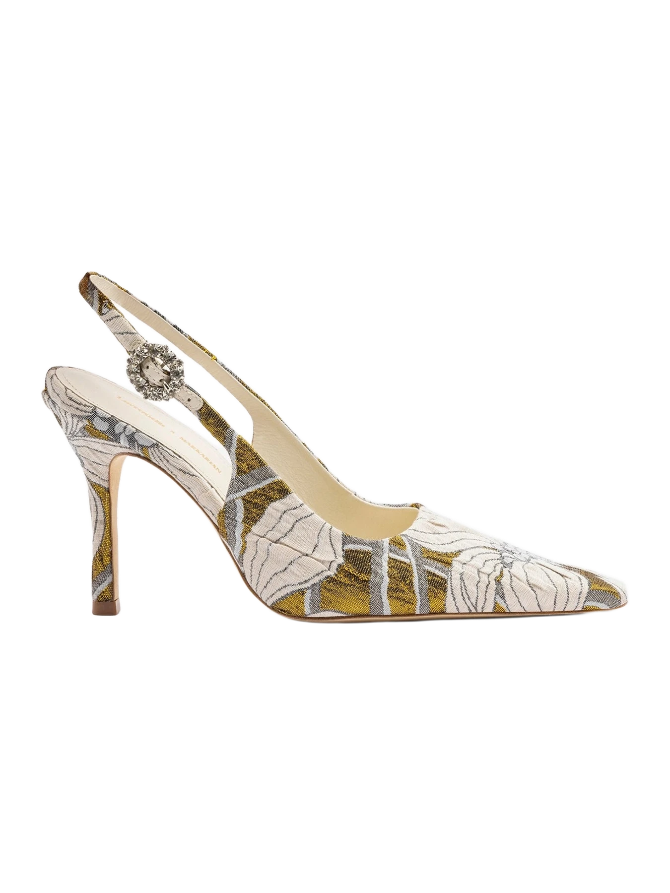 Larroudé Larroudé by Markarian: Carine Pump Gold Floral Jacquard
