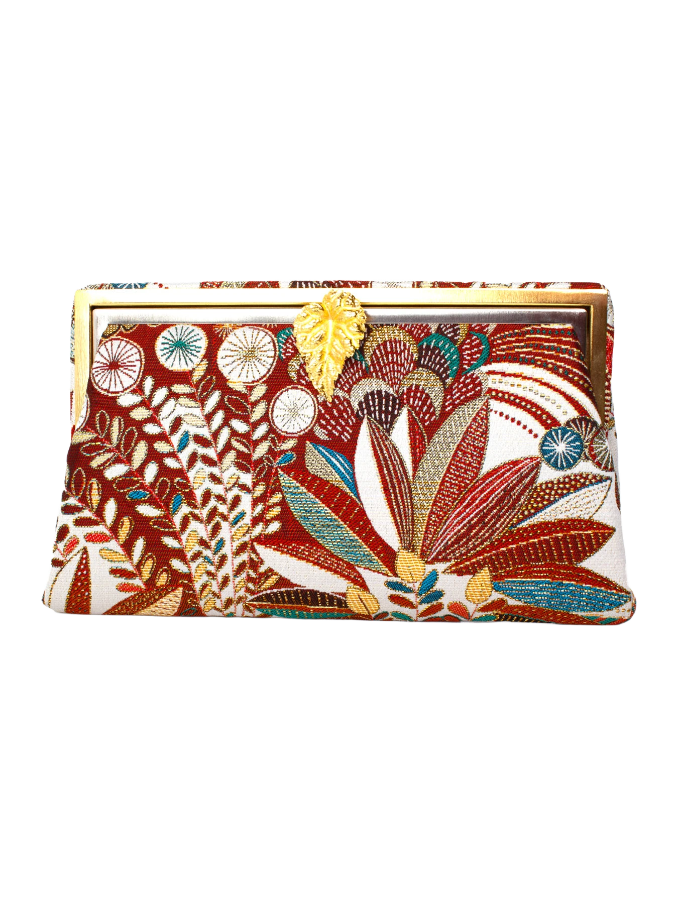 Sarah's Bags Leaf on Brown Jungle Grace Clutch