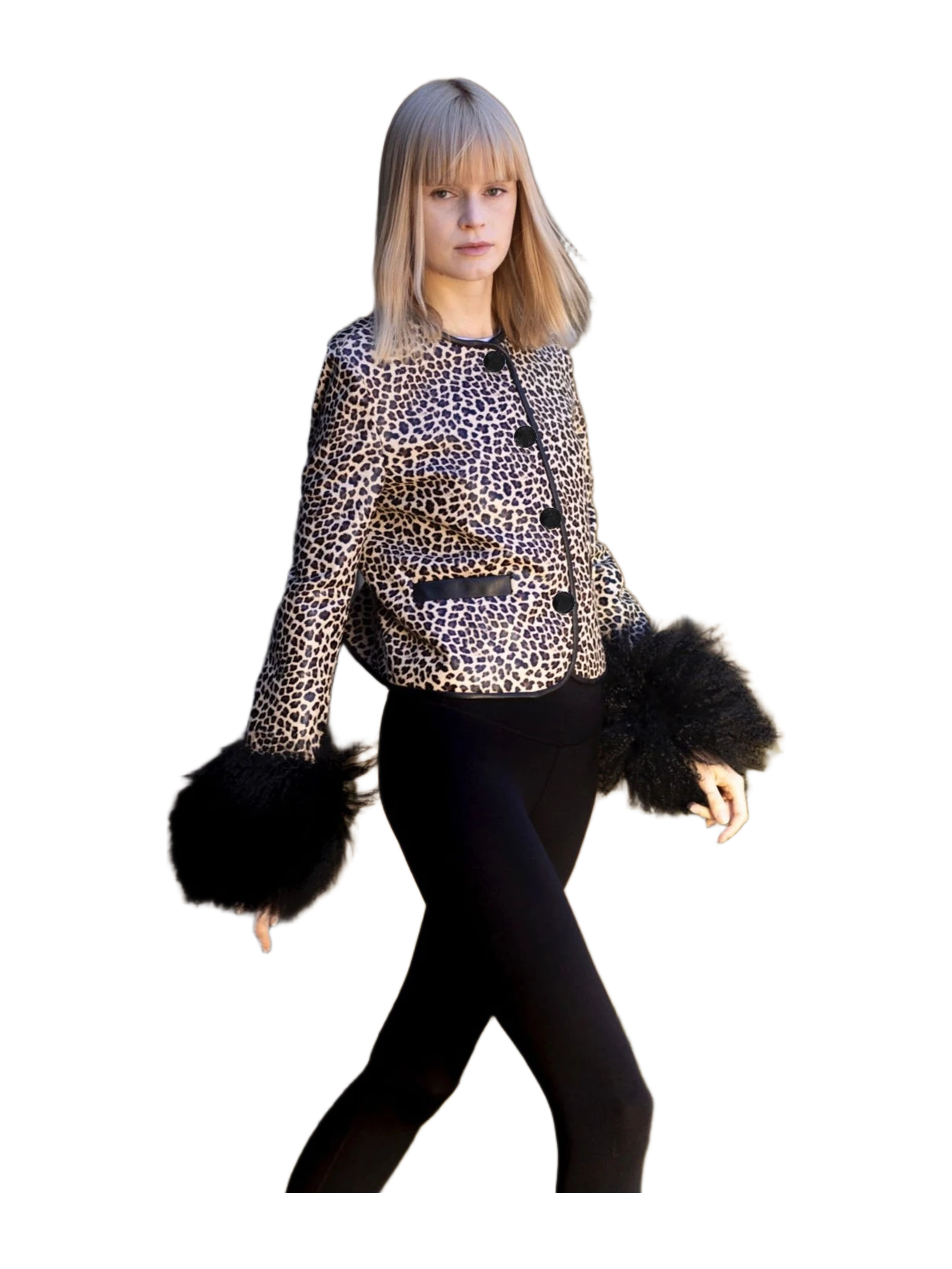 Susanna Chow Leandra Leopard Leather Shearling Jacket