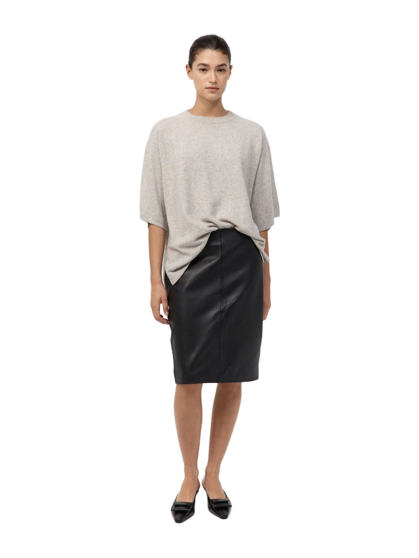 St. Agni Leather Pencil Skirt - Black