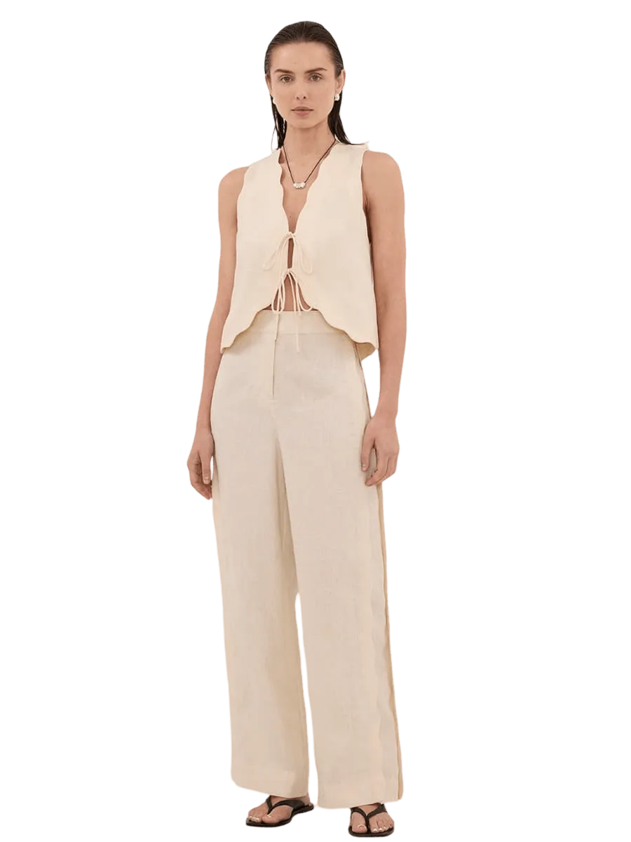 Dissh LELA SANDSTONE SLEEVELESS LINEN VEST TOP
