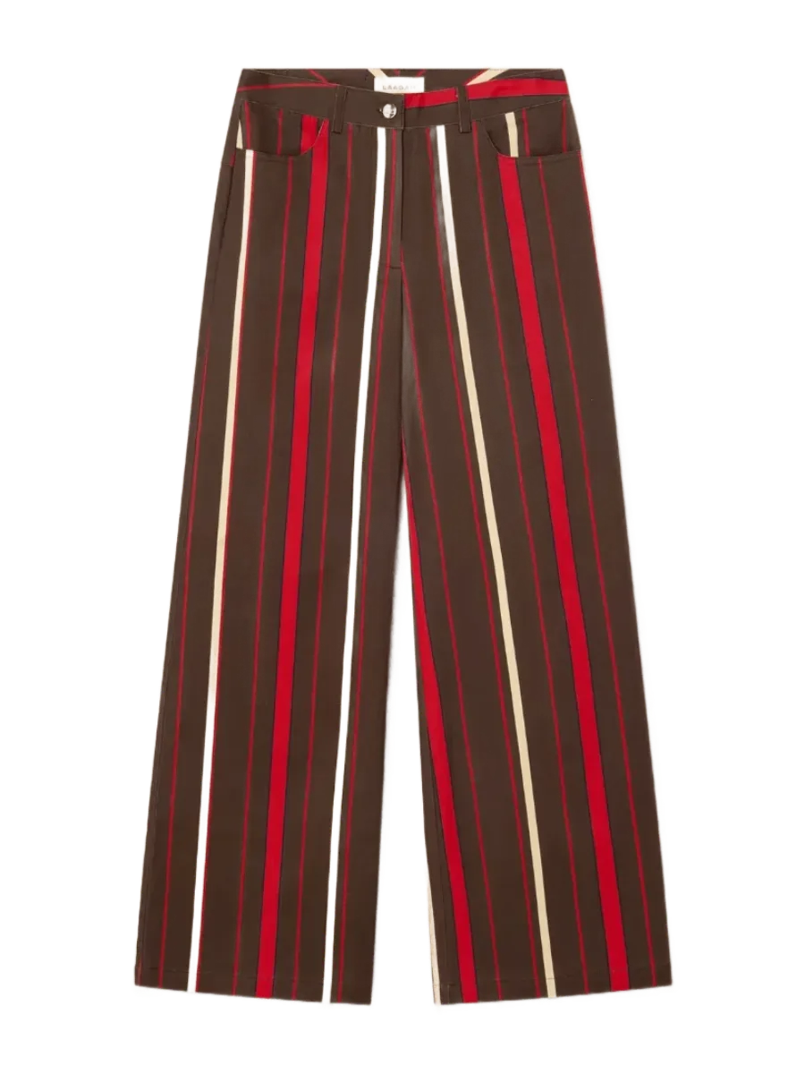Laagam Leroy Dark Brown Striped Twill Pants