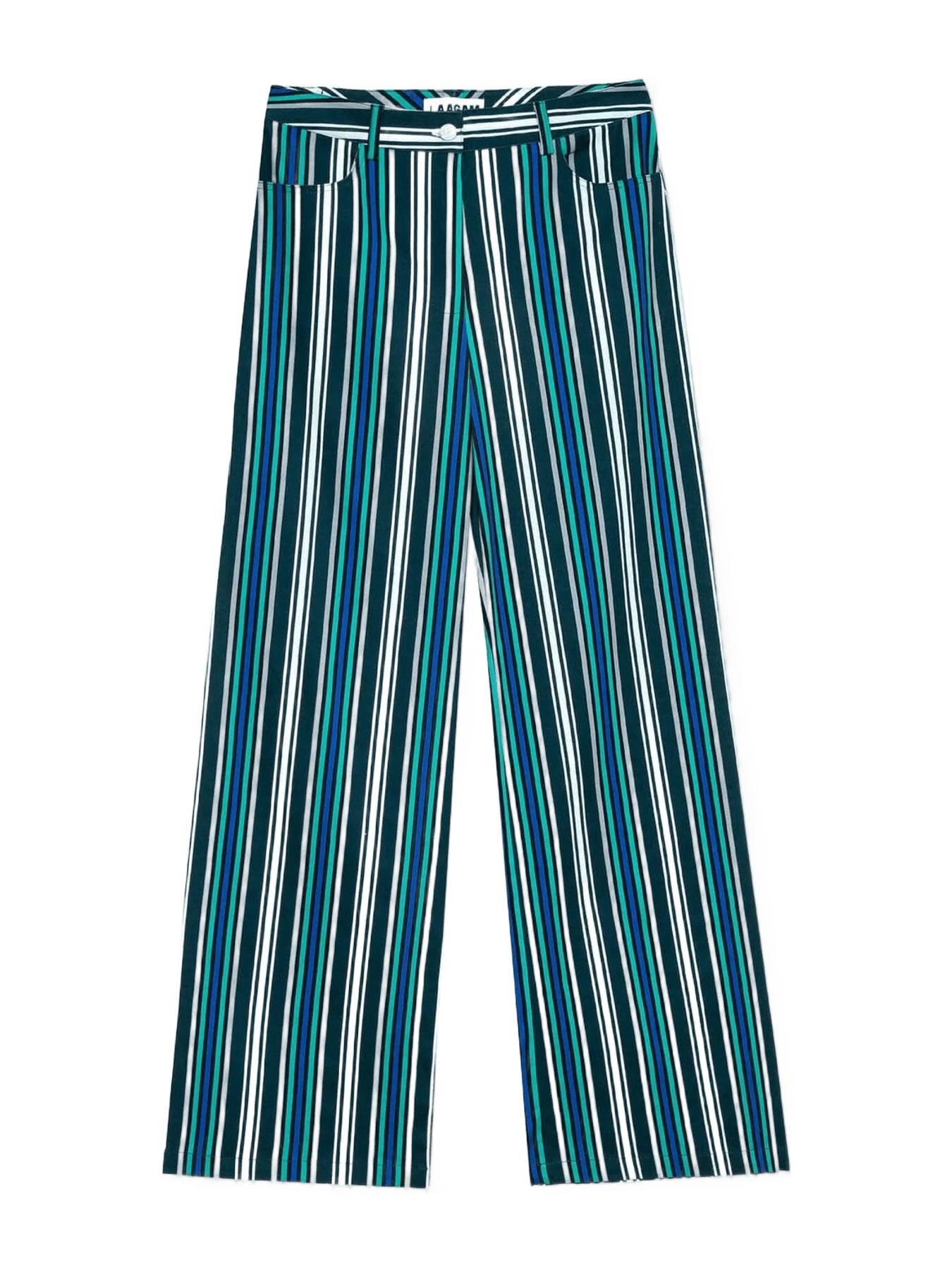 Laagam Leroy Teal Green Striped Twill Pants