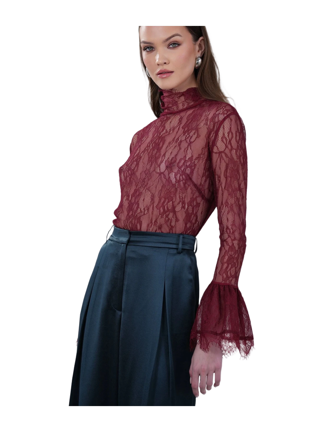 Nonchalant Label Letty Lace Top - Ruby