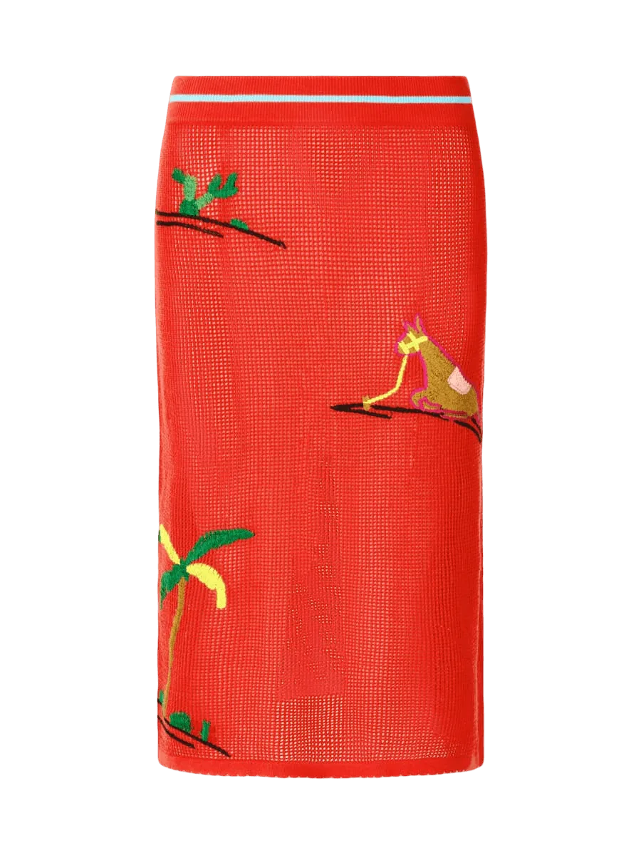 Staud Levante Coverup Skirt | Riviera Flame