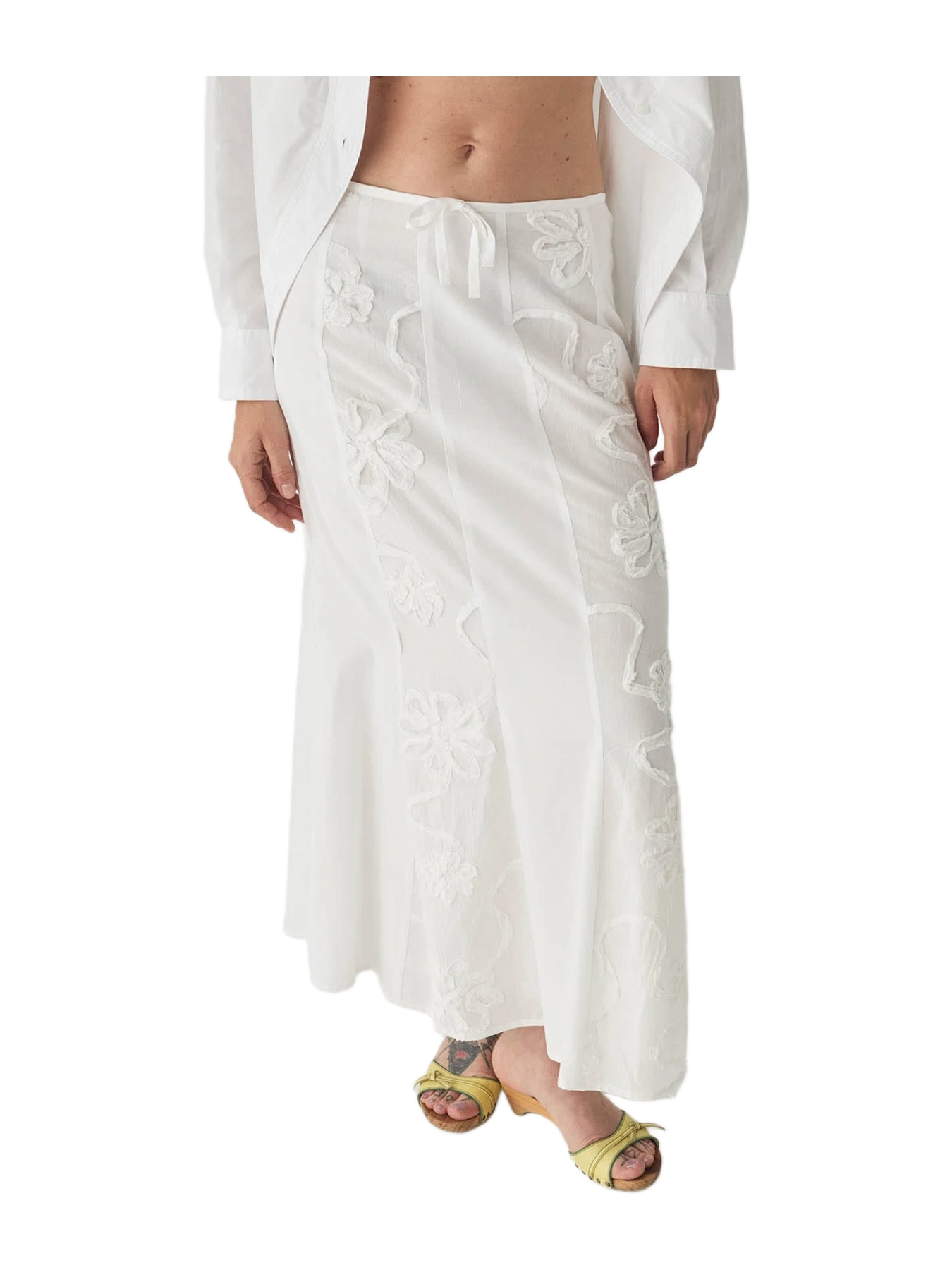 Laagam Lila White Midi Skirt
