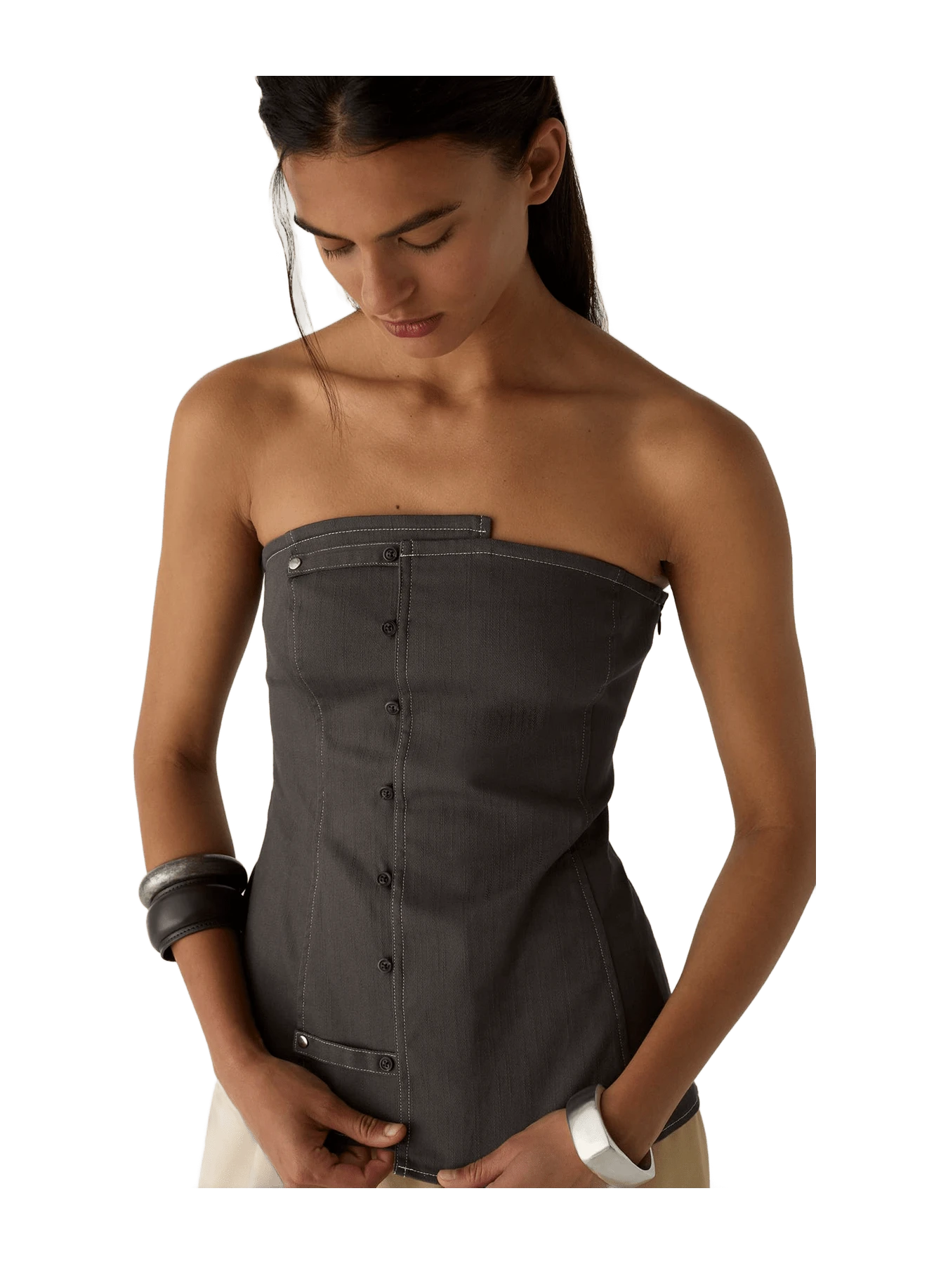 Laagam Lioren Grey Sleeveless Top